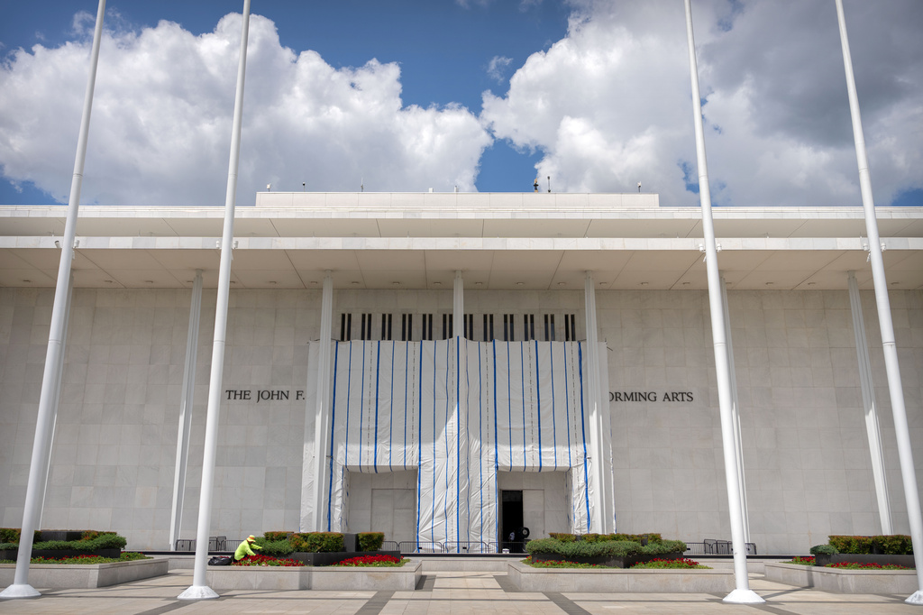 The exterior of the Kennedy Center is seen, Friday, July 31, 2026, in Washington.