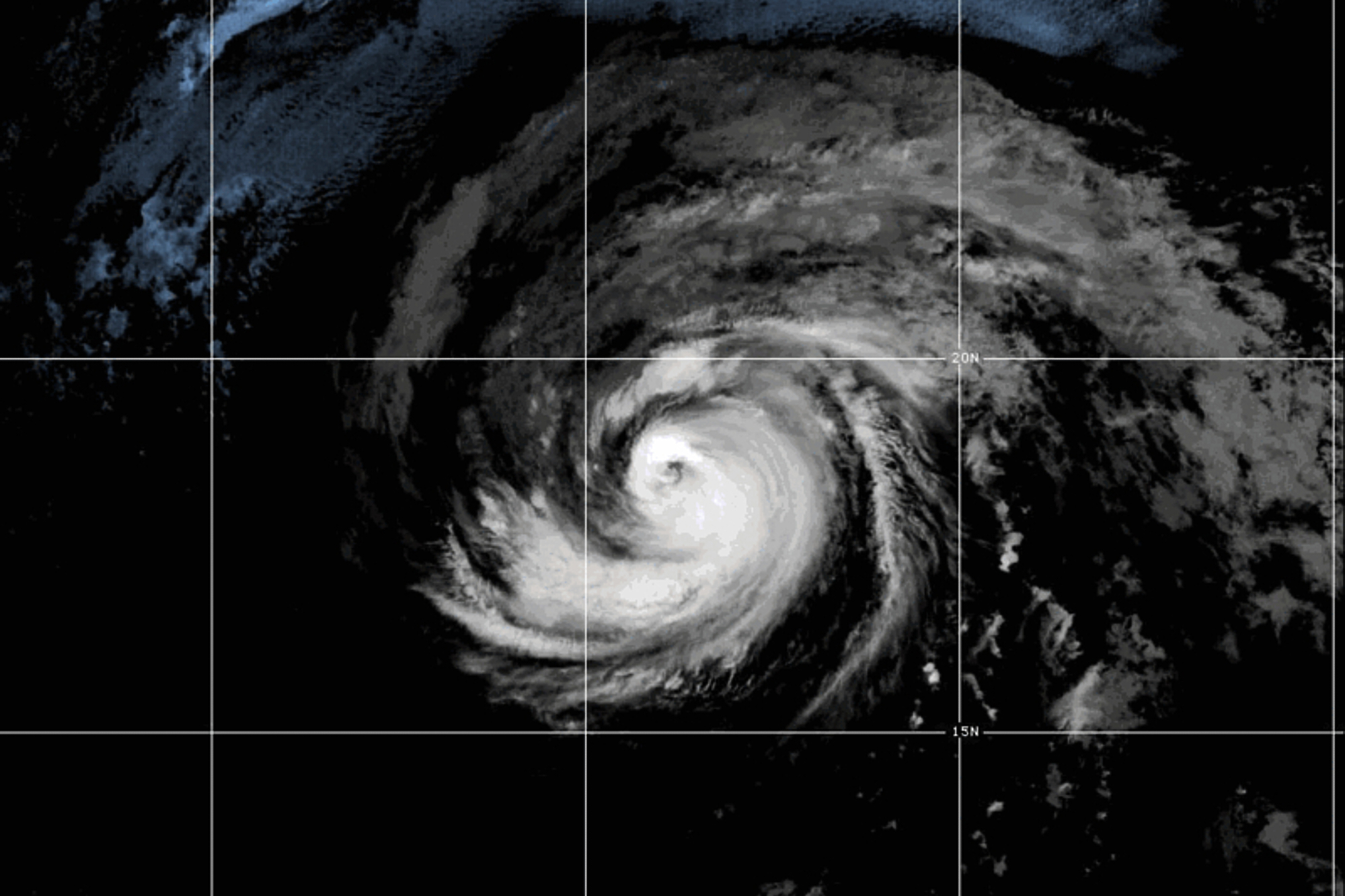 This NOAA satellite image taken Friday, July 24, 2026, shows Hurricane Fausto moving in the Pacific Ocean.