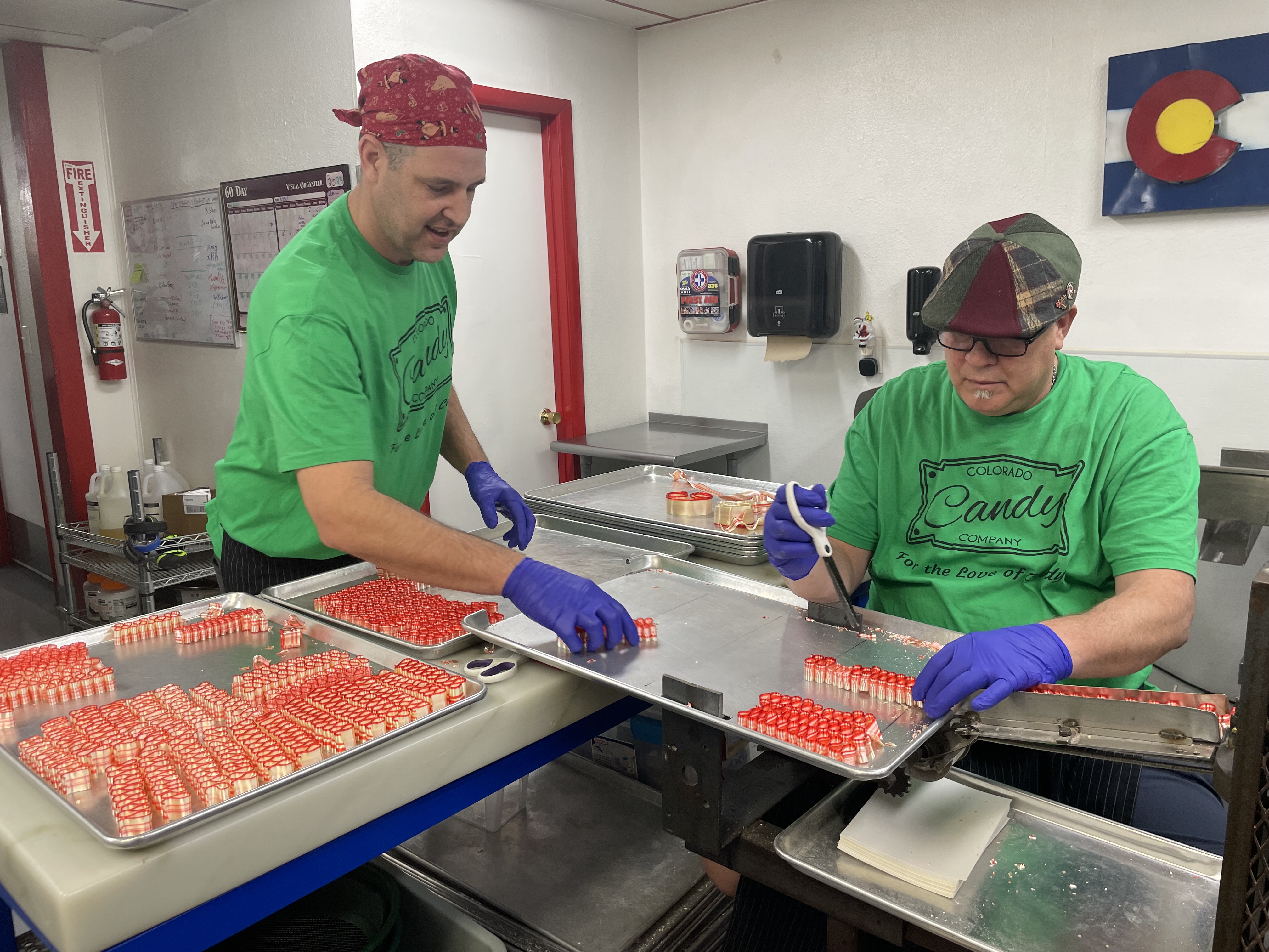 The Colorado Candy company makes ribbon candy using machines built in 1886.
