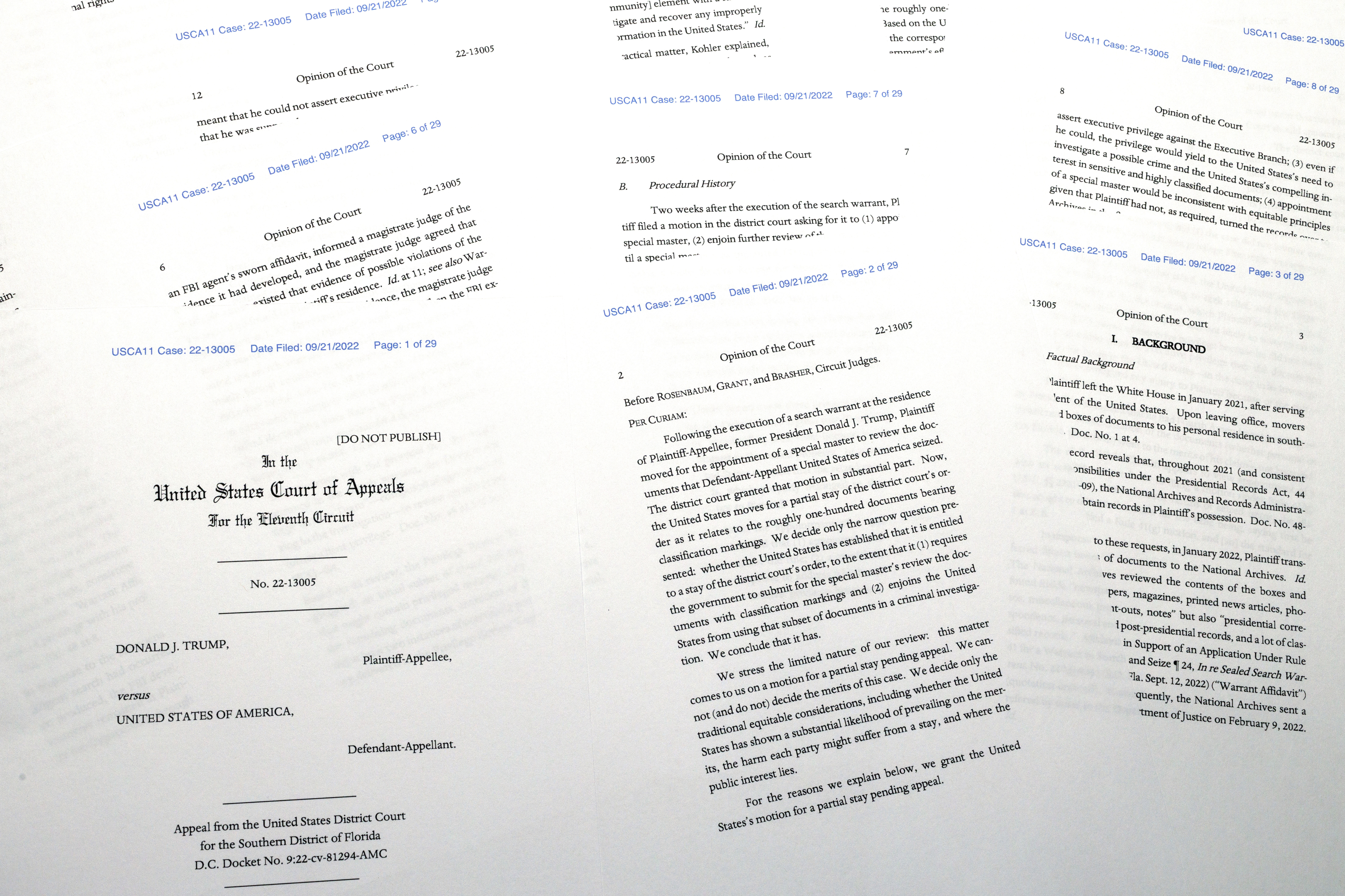 Documents from U.S. Court of Appeals for the 11th Circuit in Mar-a-Lago search