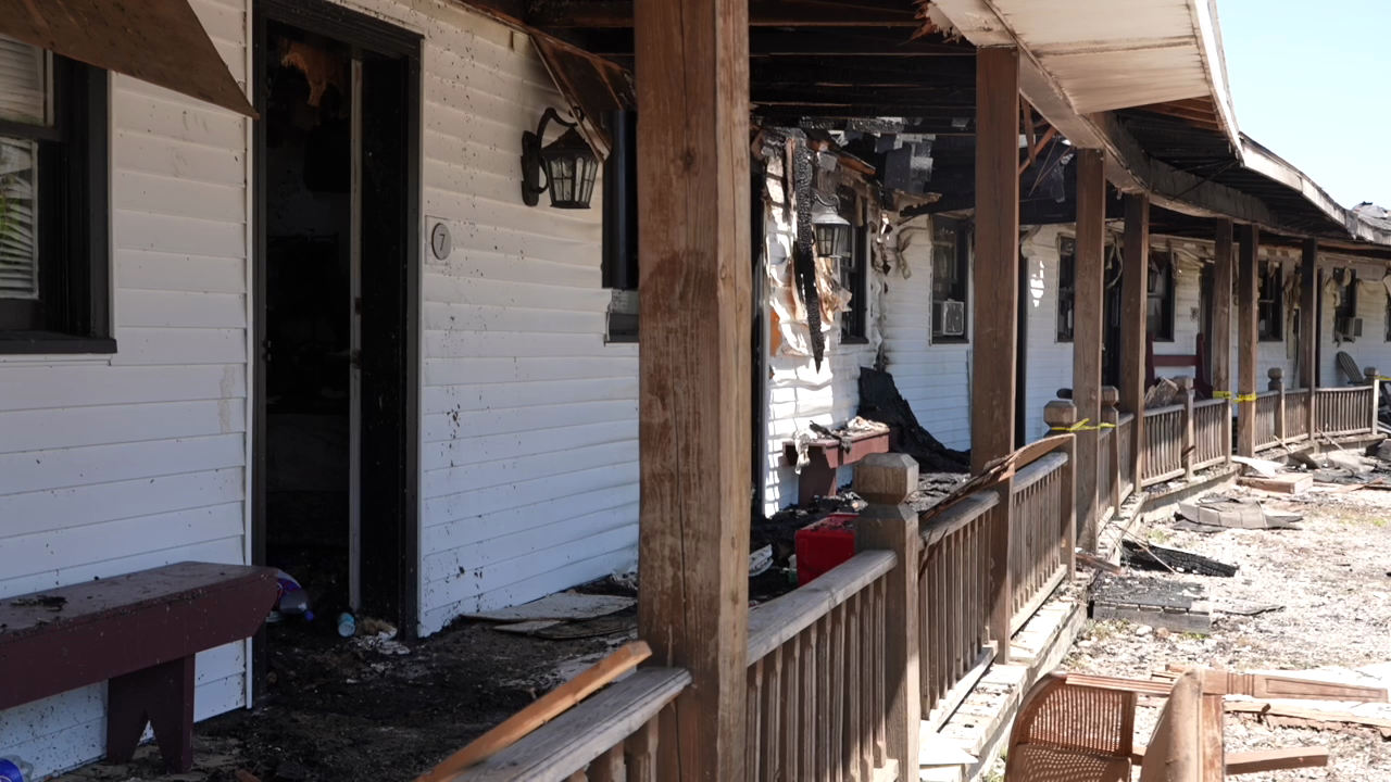 Fire damage at the St. Johns Motel. 
