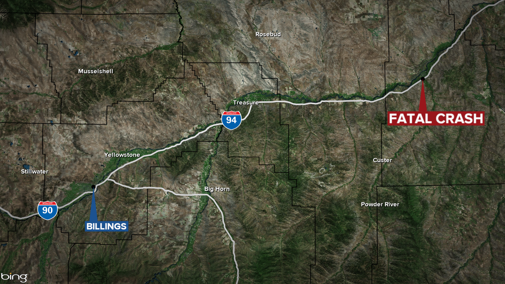 I 94 Miles City Fatal Crash Map