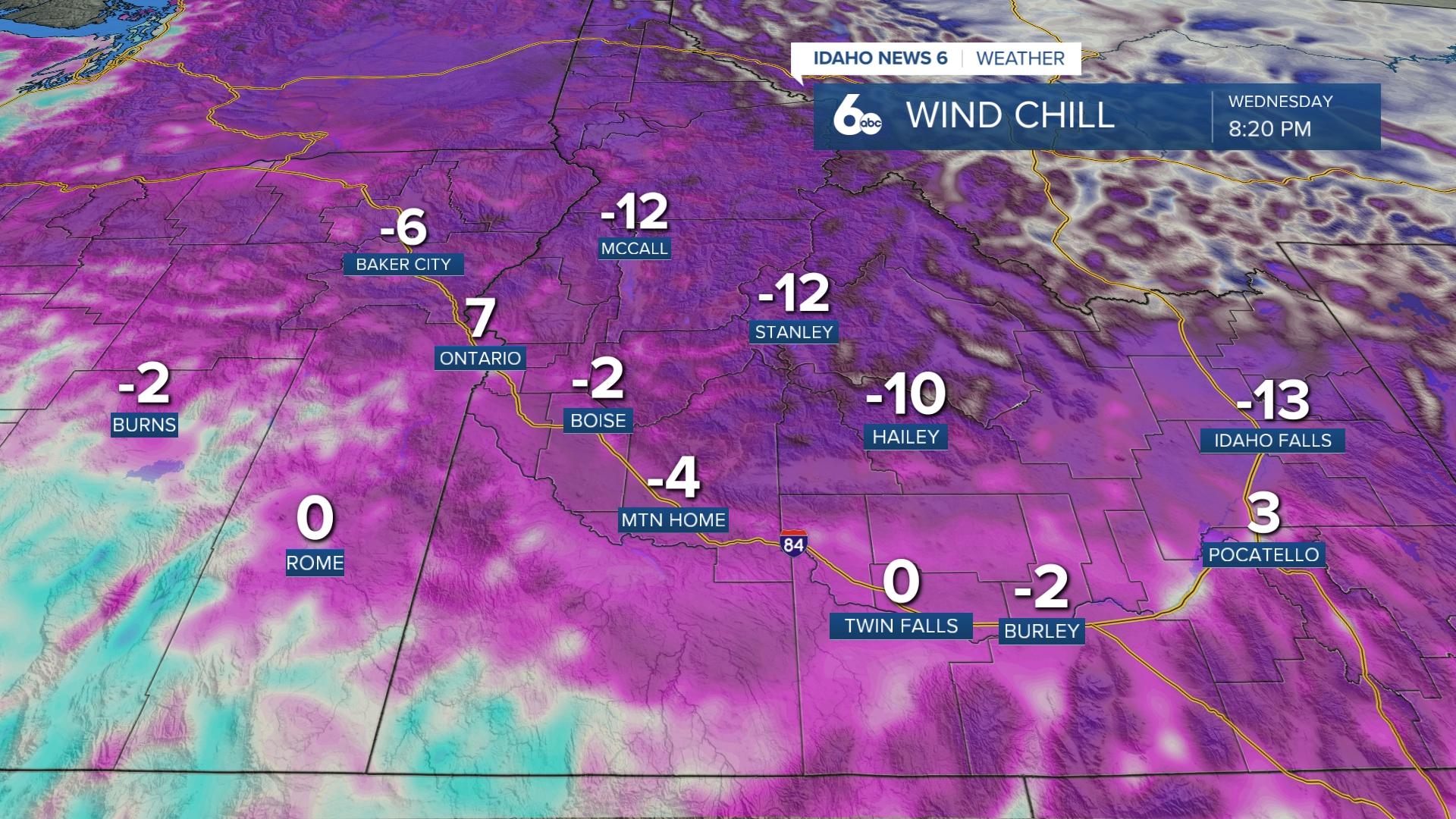 Wind chill Wednesday Dec 21
