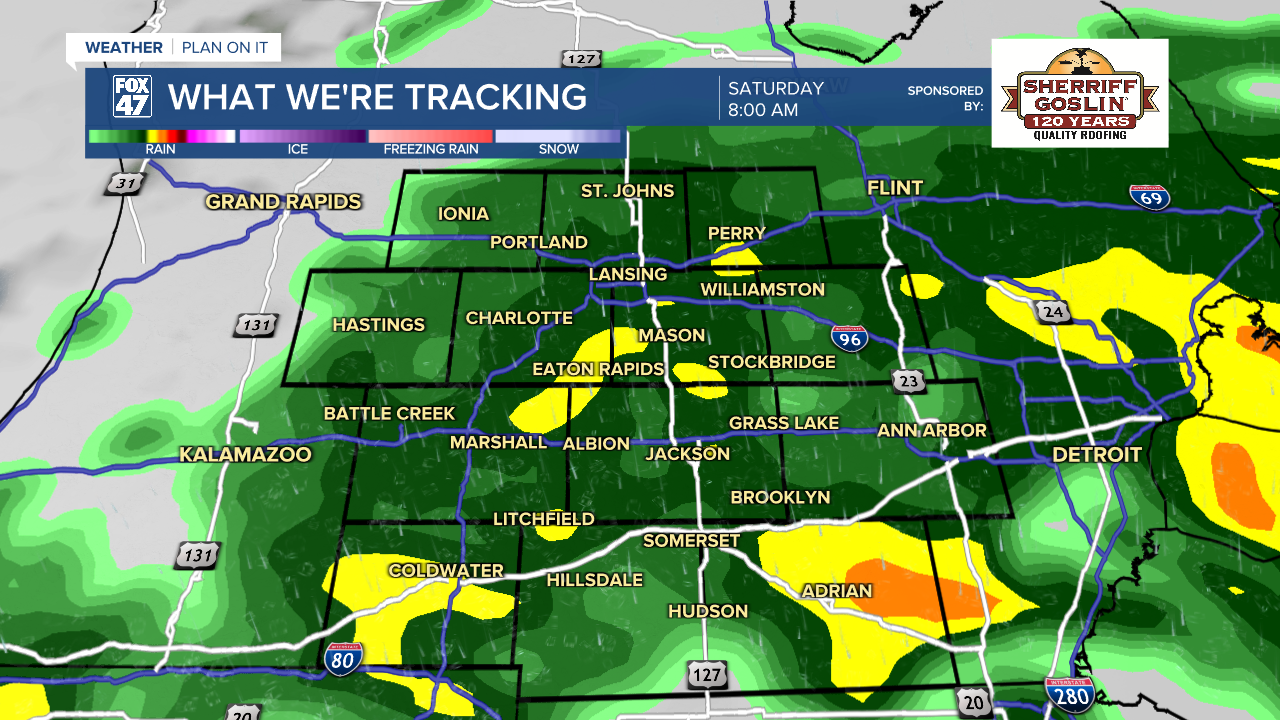 Showers, heavy at time, arrive tonight and last through the first half of Saturday