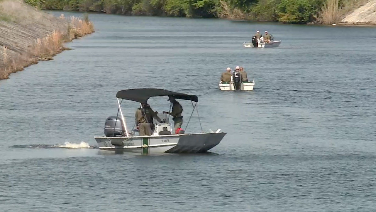 The Palm Beach County Sheriff's Office and FWC were searching a canal on April 1, 2024, for a man who fell off a Jet Ski the day before.