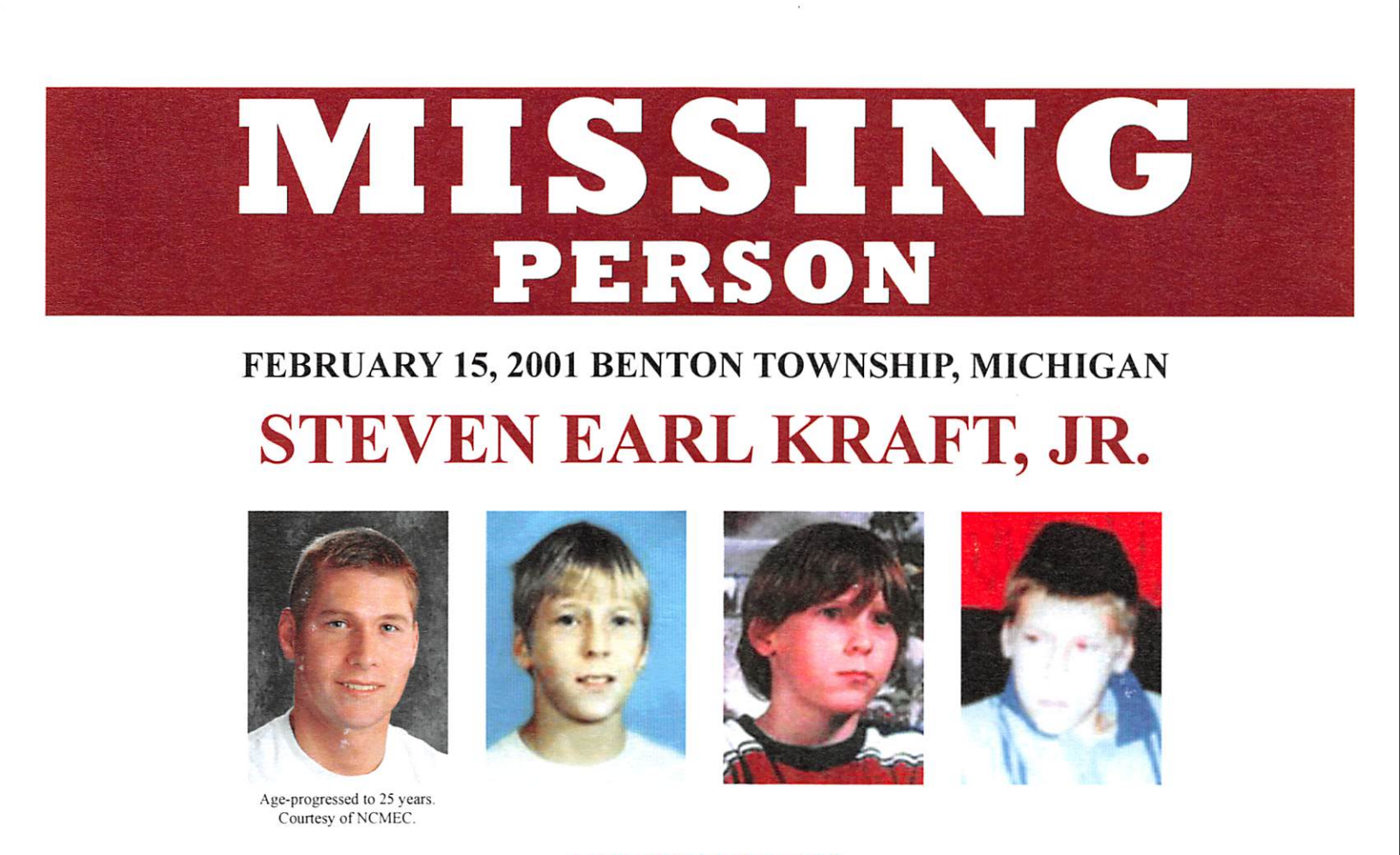 Steven Kraft Jr. missing poster