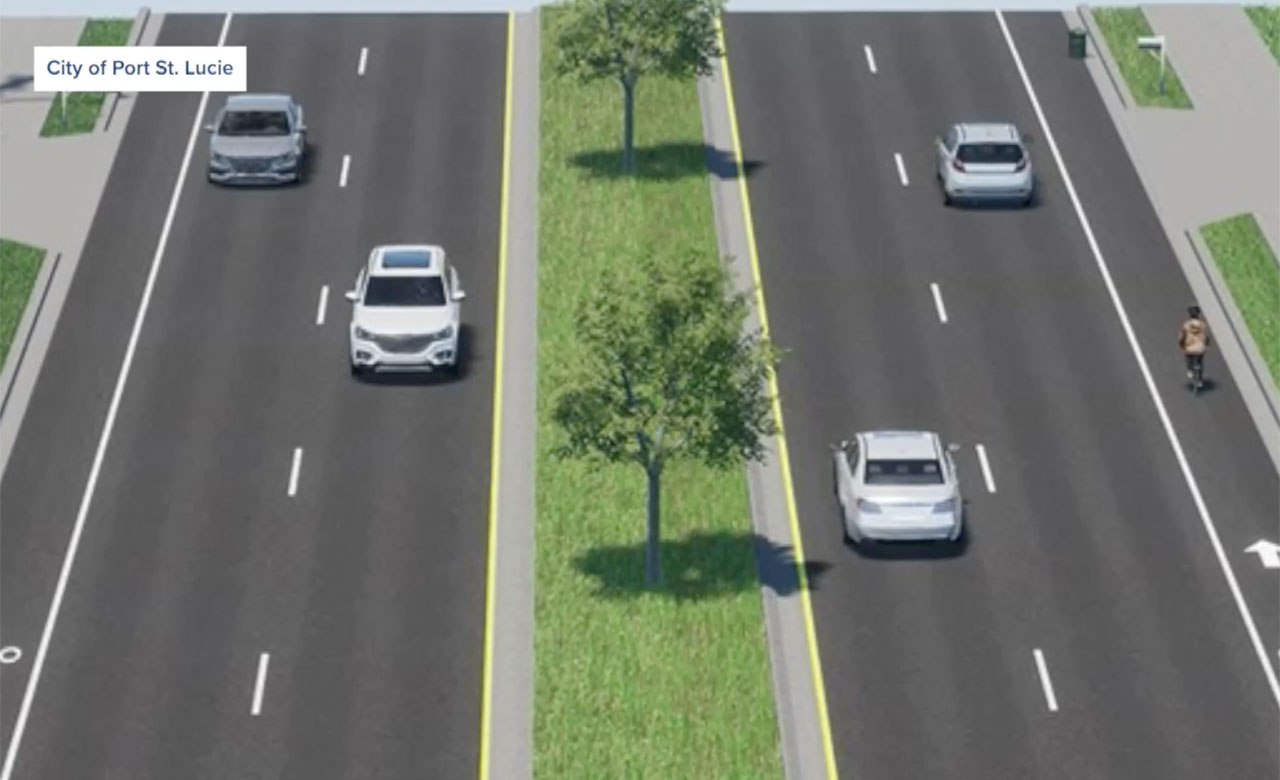 Artist rendering of the Bayshore Boulevard Corridor Improvement Project in Port St. Lucie, Florida.