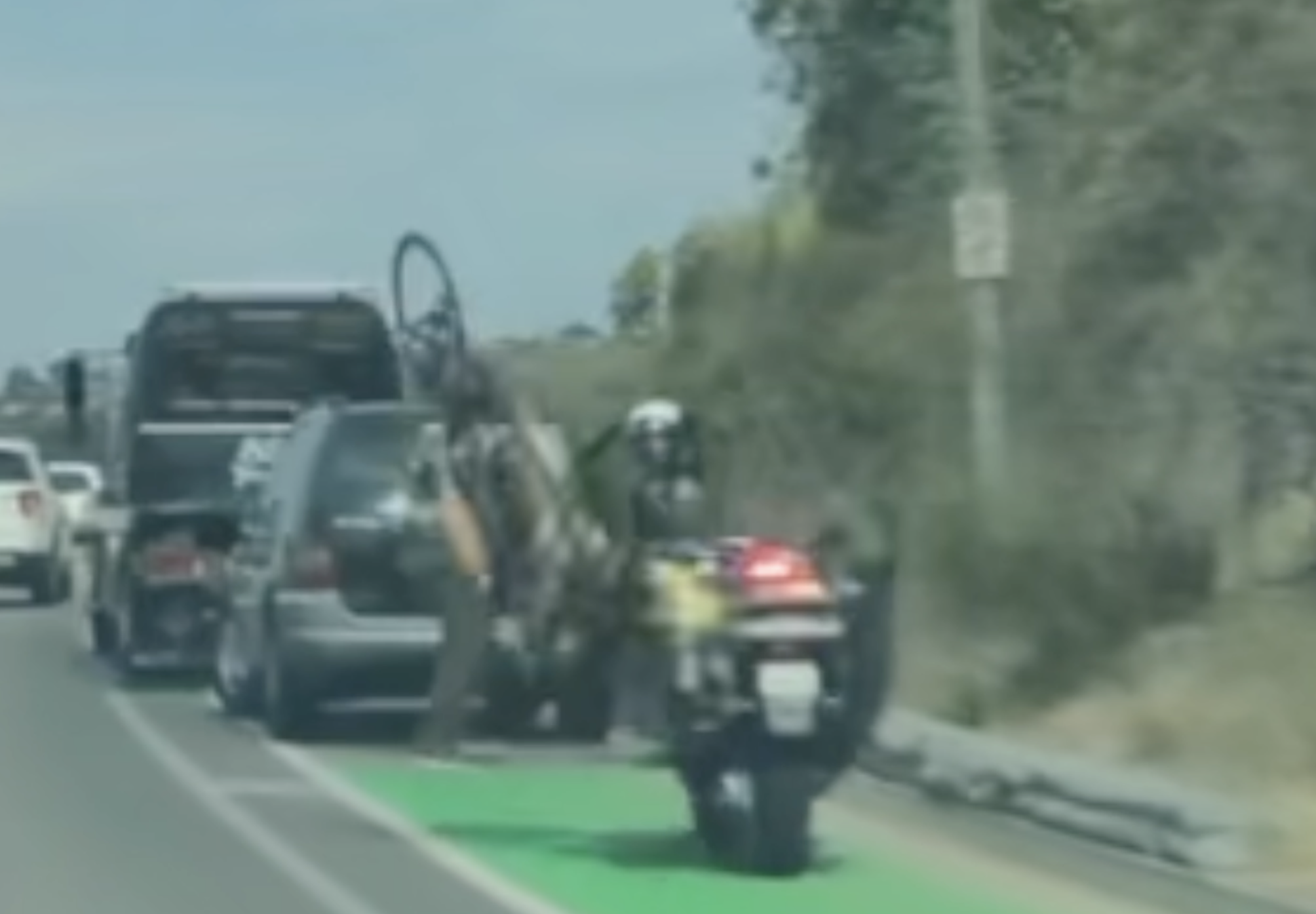 Dash cam: cyclist crashes into parked police motorcycle in Carlsbad