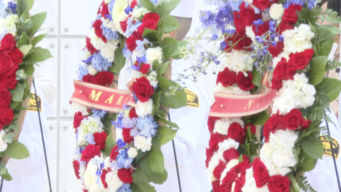 Wreaths for each branch of the military.