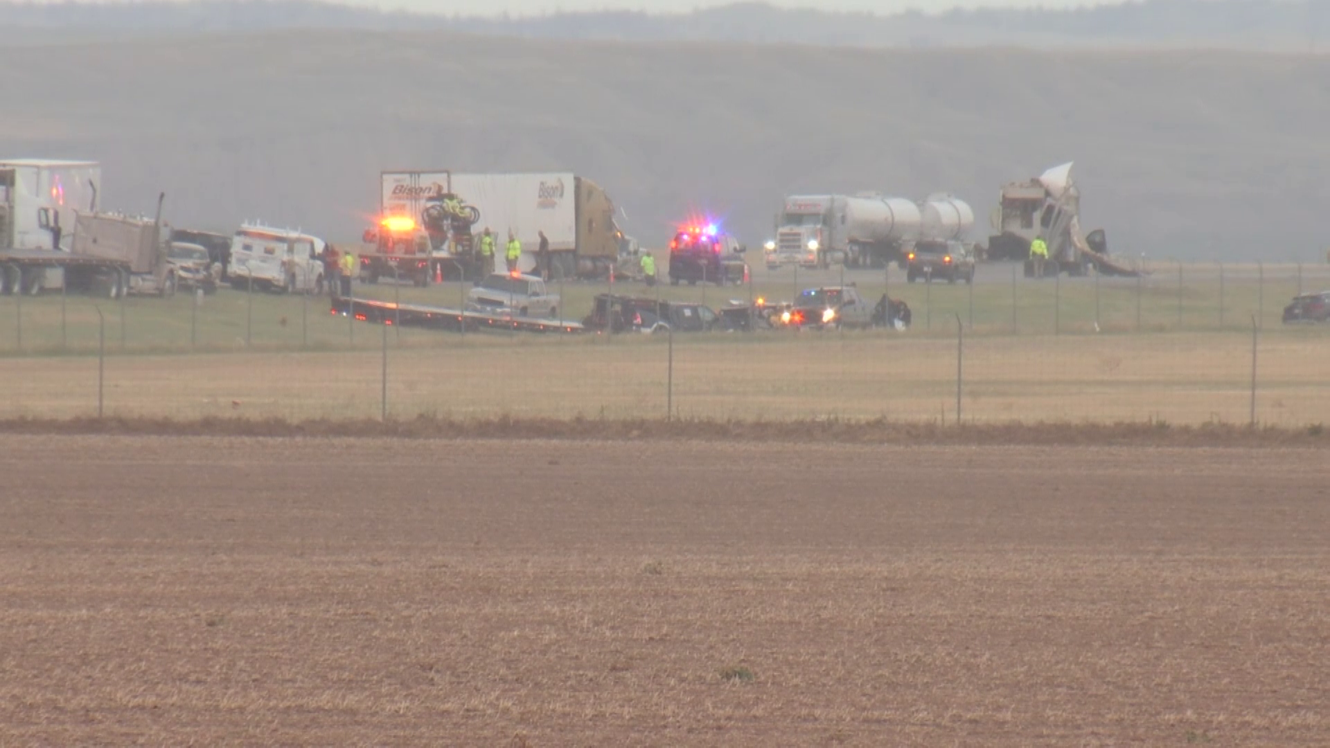 Six people died in the multi-vehicle crash near Hardin