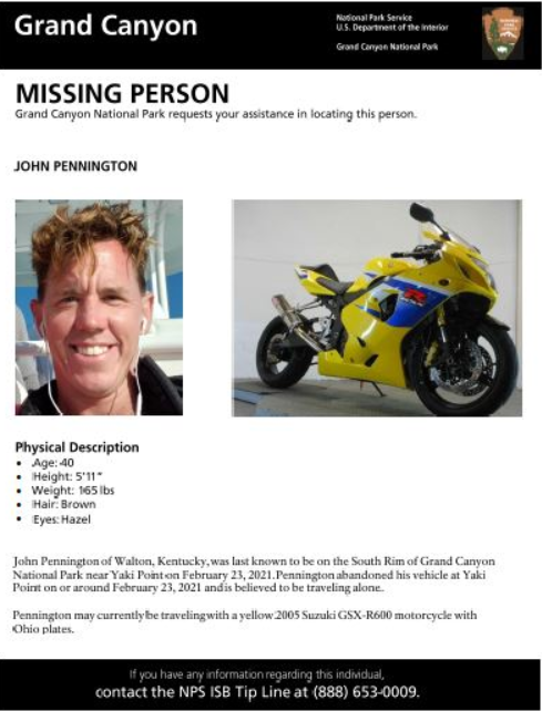 Missing Person Grand Canyon