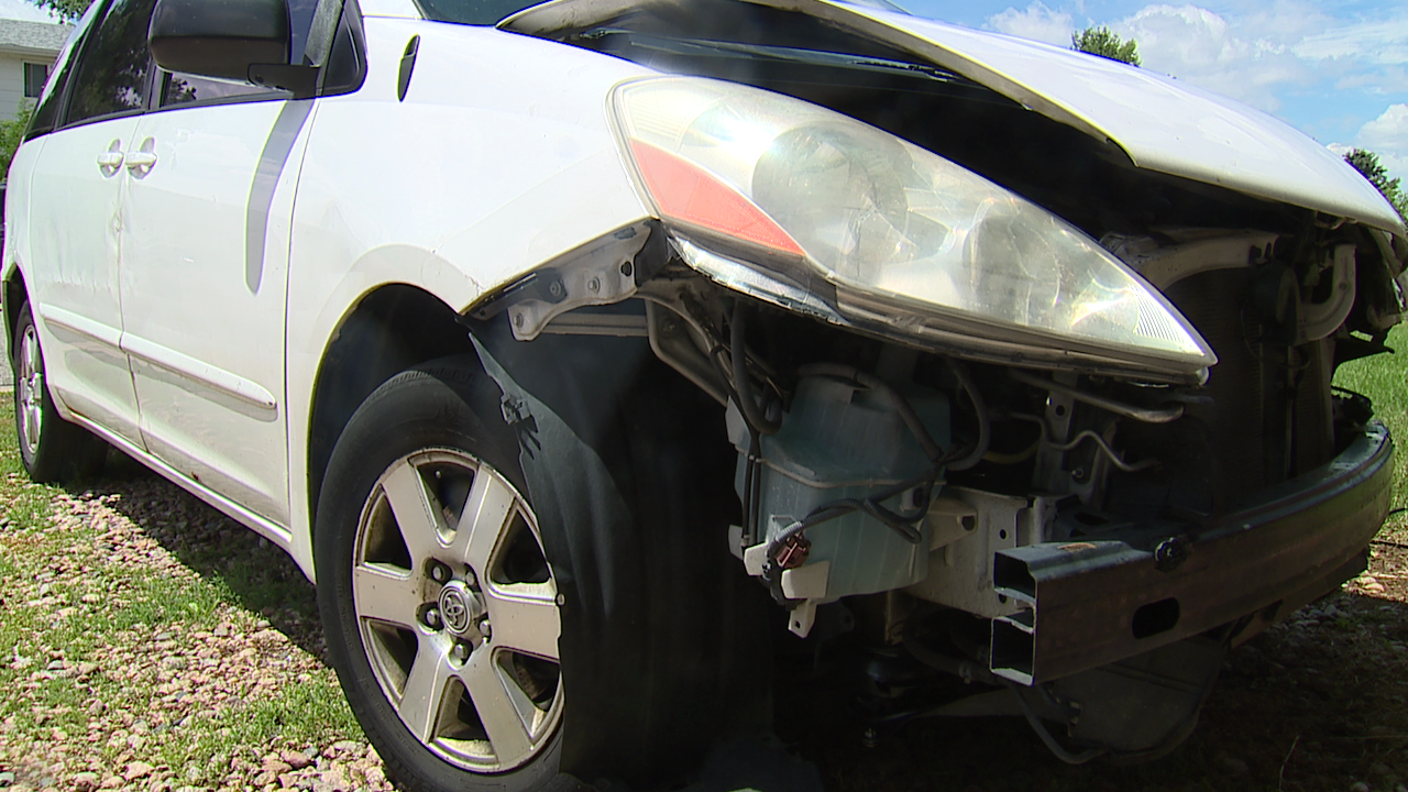 Bashir Elmabrouk's damaged van