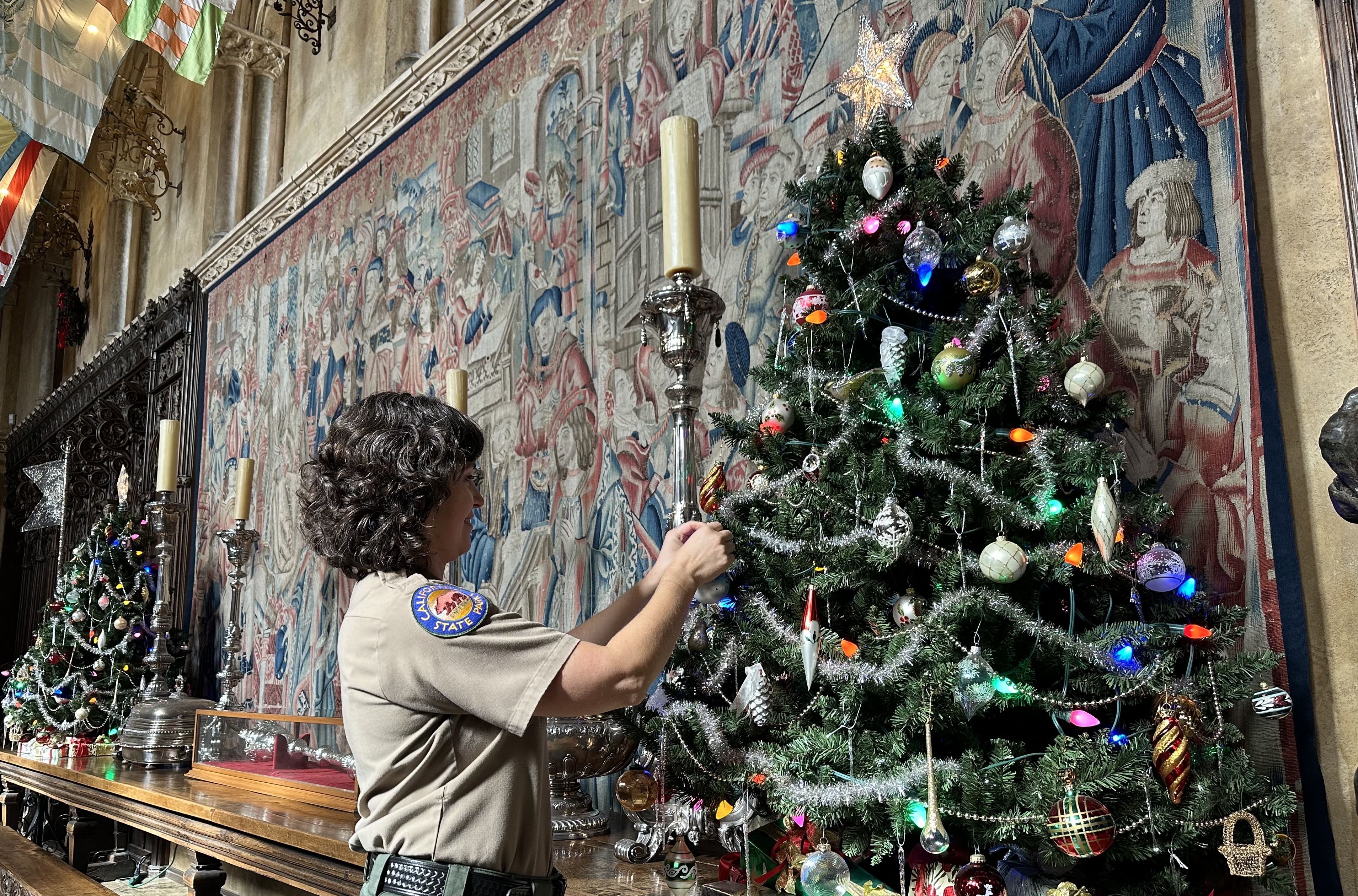 Hearst Castle staff decorating for the holiday season