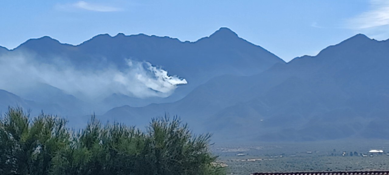 A fire is burning in the Santa Rita Mountains near Madera Canyon on the morning of Wednesday, Oct. 20, 2021.