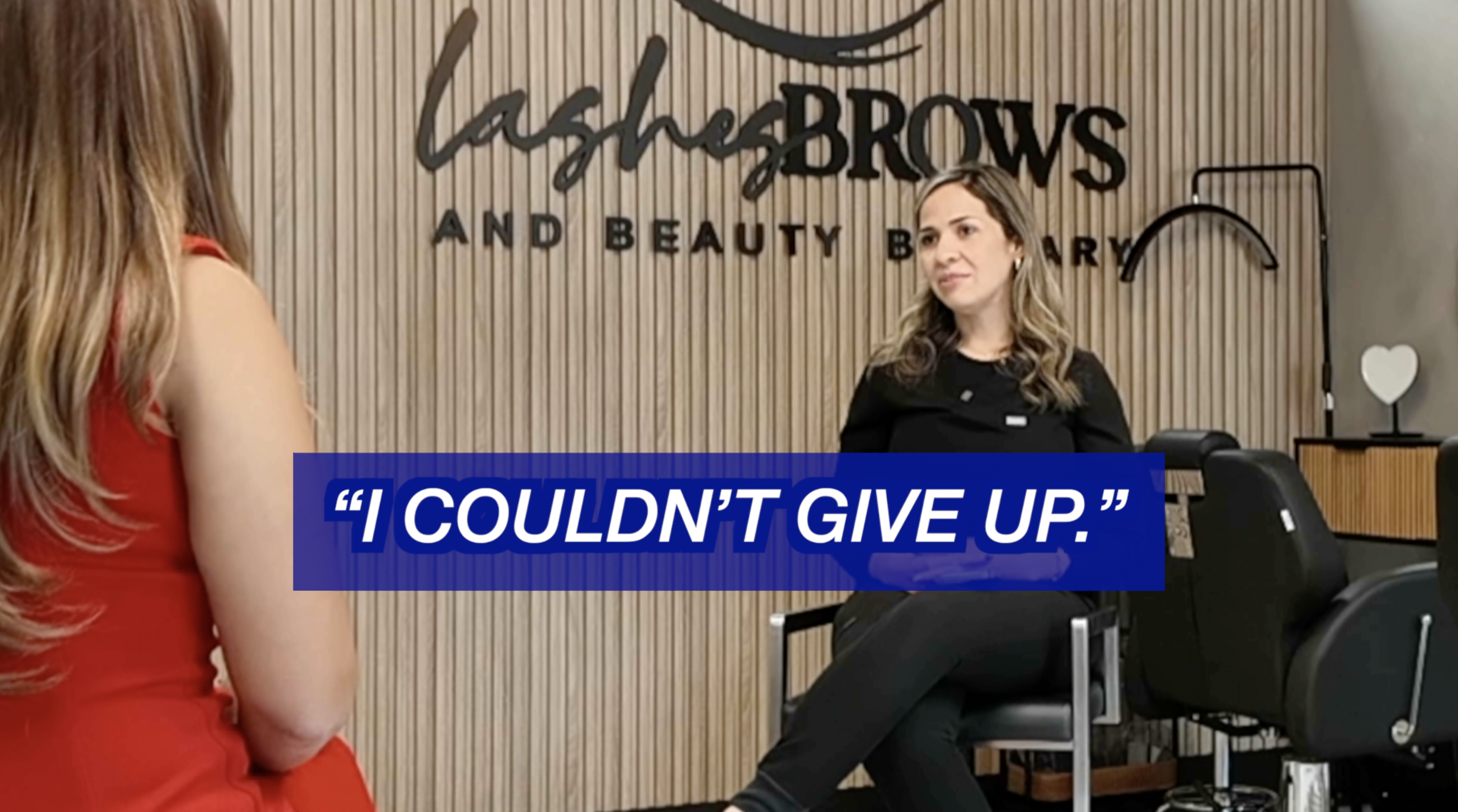 Samantha Gutierrez listening to Latina entrepreneur Mary Nava's journey