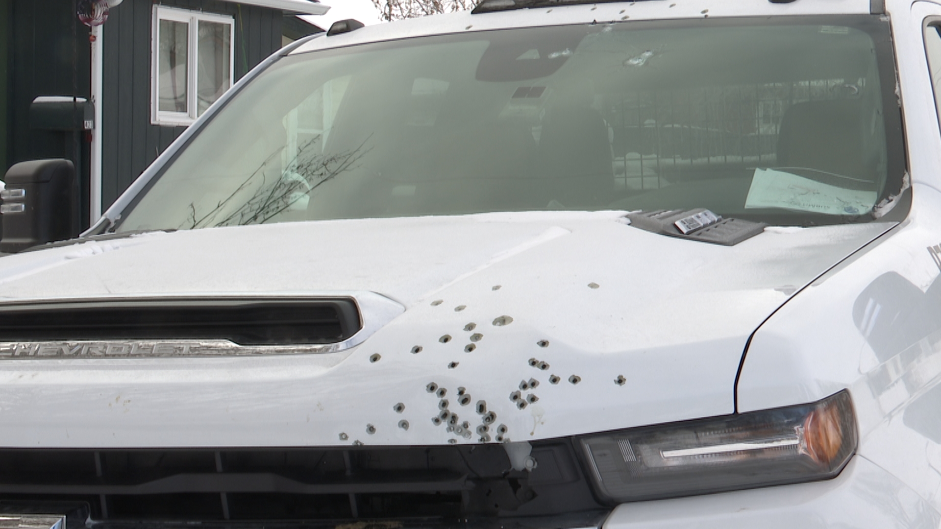 Bullet holes in the vehicle