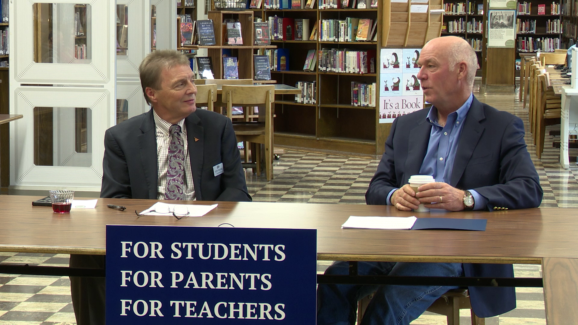 GFPS superintendent Tom Moore and governor Greg Gianforte