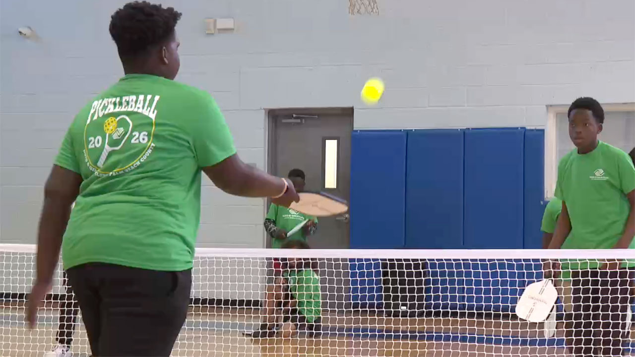 Youngsters learn pickleball at the Boys & Girls Club of Delray Beach on April 16, 2026.