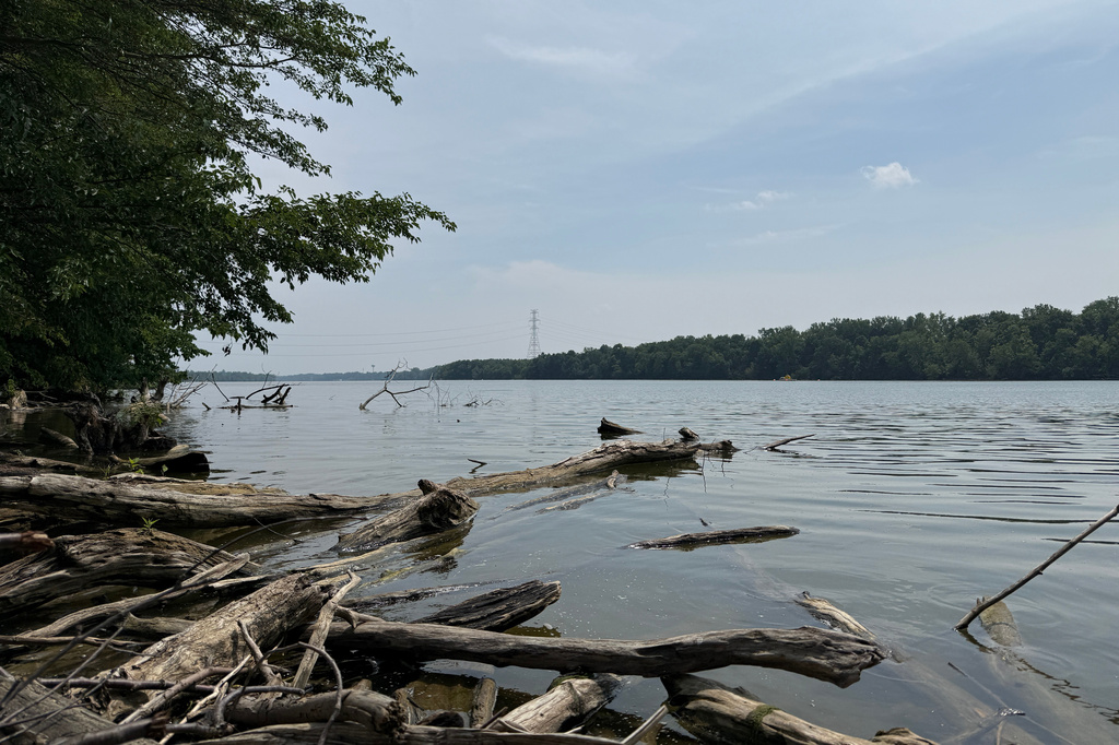A section of the Scioto River's shore is seen in the Columbus suburb of Powell, Ohio. 