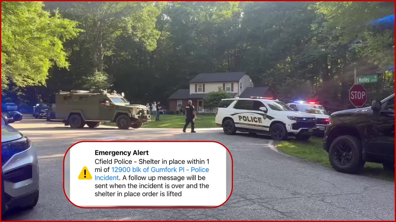  Gumfork Place Domestic Shooting -- Shelter in place ordered for Chesterfield neighborhood after gunshots heard