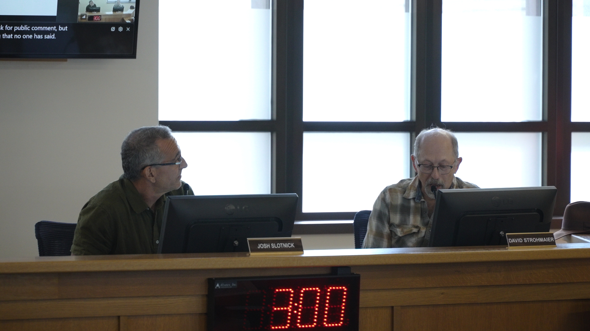 Missoula County Commissioners Josh Slotnick (left), Dave Strohmaier