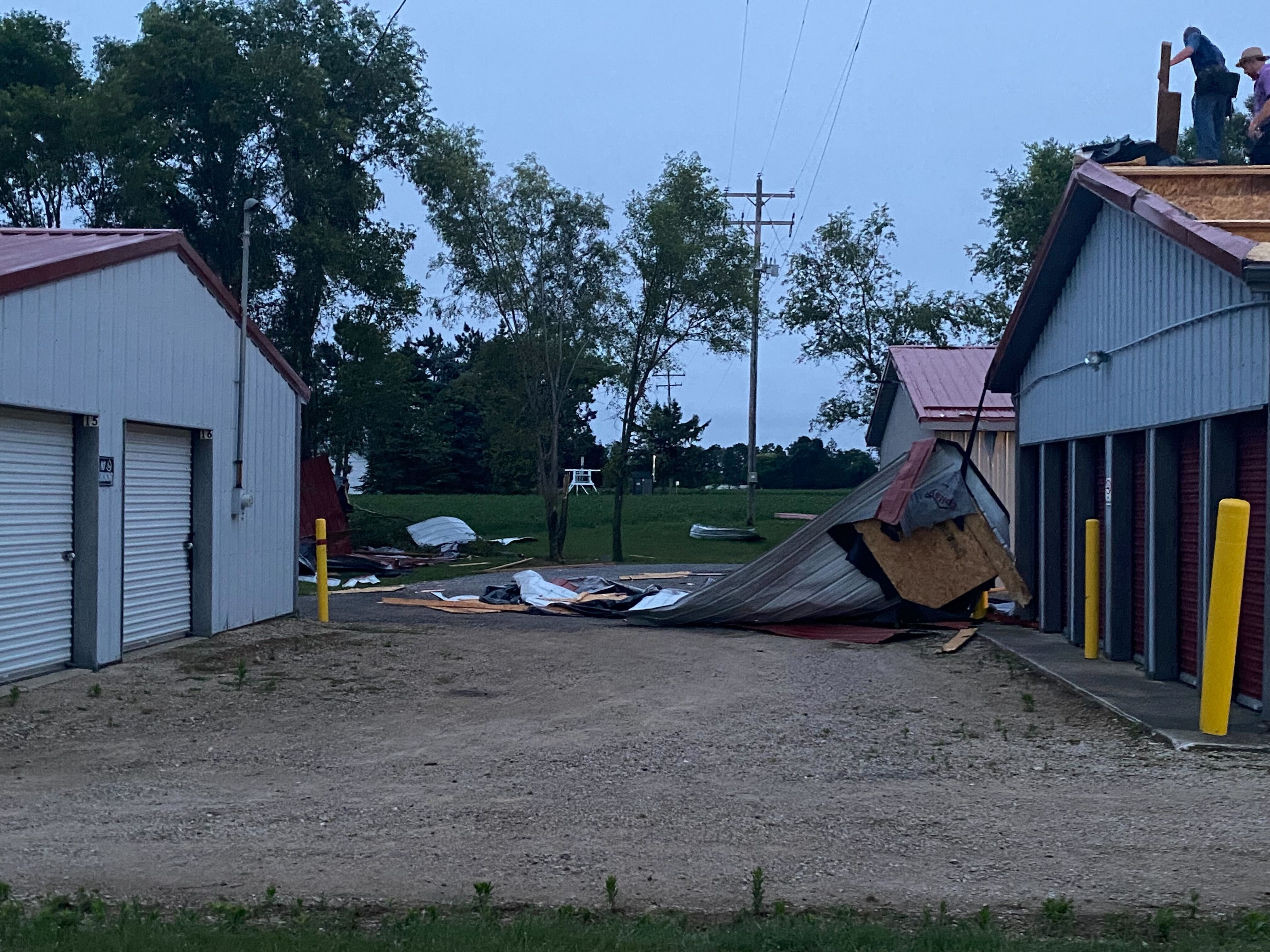 Damaged storage buildings in Colon, MI