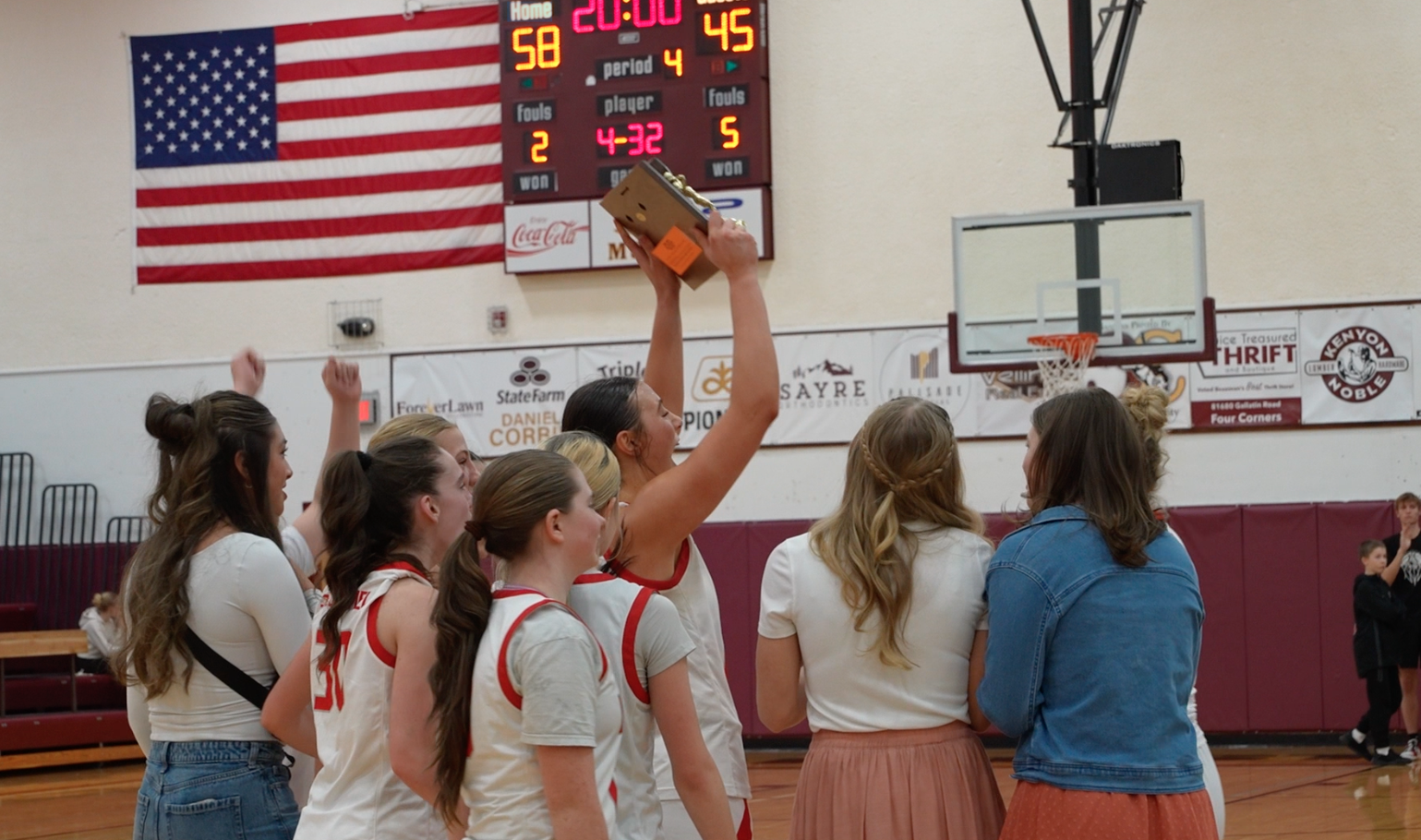 West Yellowstone Girls Hold 12C District Championship Trophy