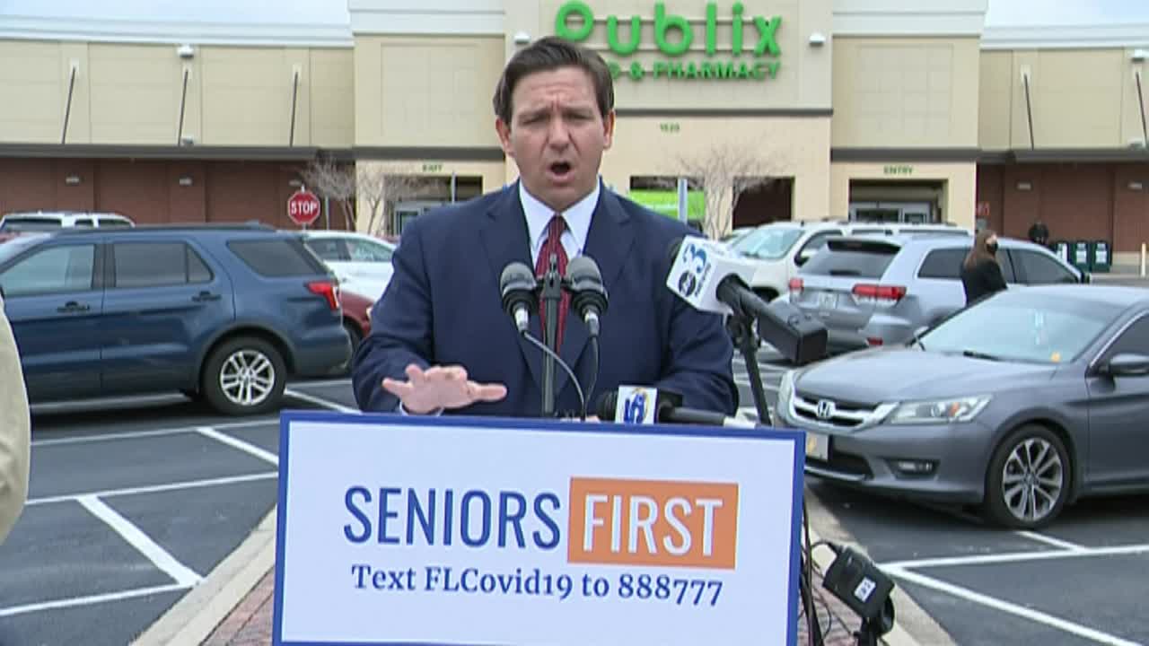 Gov. Ron DeSantis speaks about COVID-19 vaccine at Publix in Niceville, Jan. 12, 2021