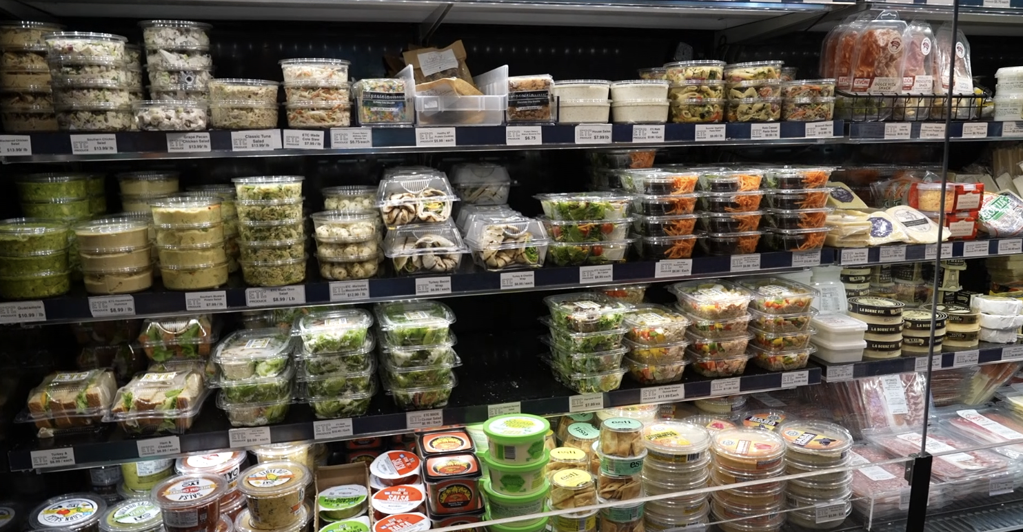 Prepared foods at a grocery store.