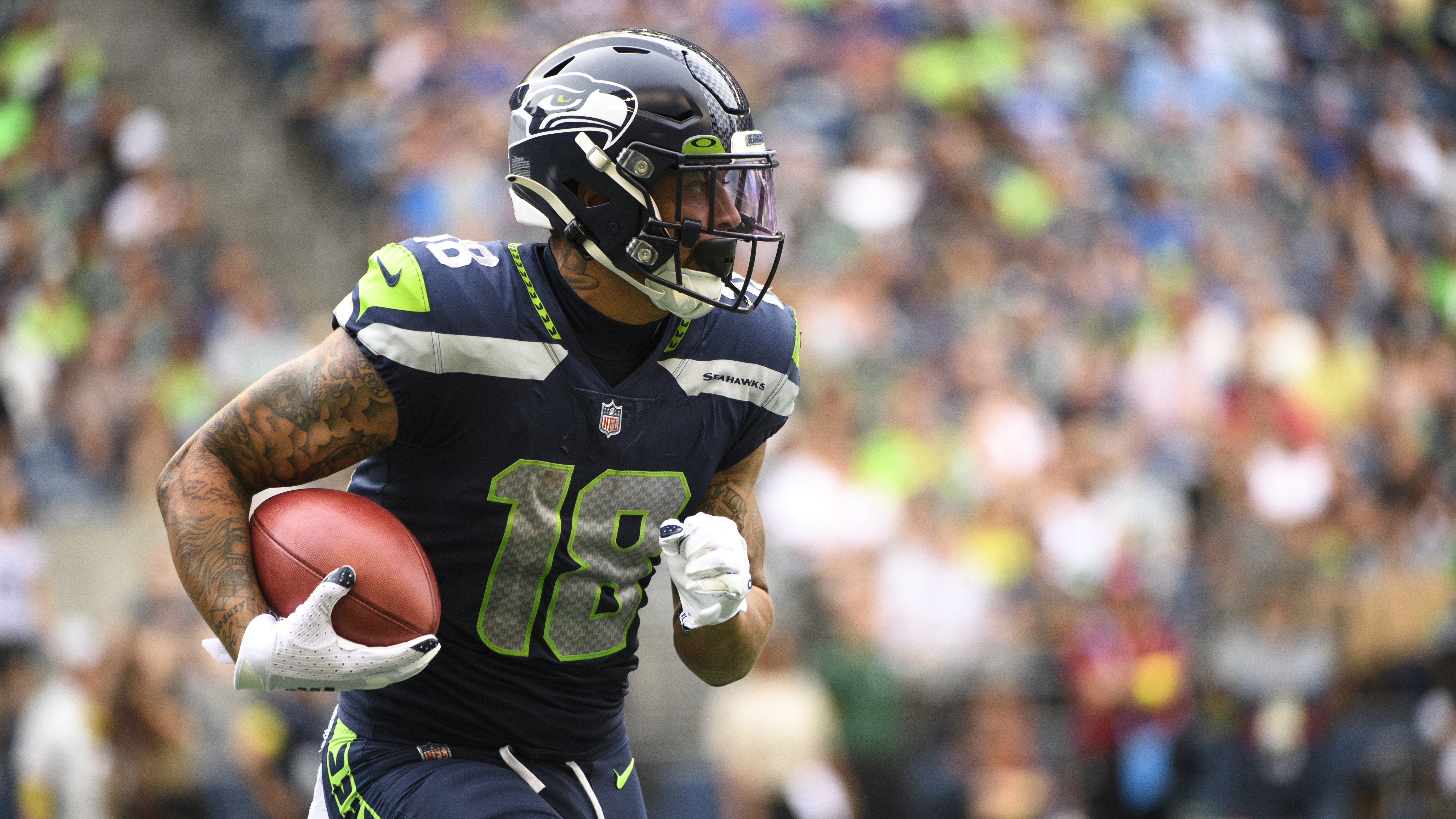 Seattle Seahawks receiver Freddie Swain in 2022 preseason game