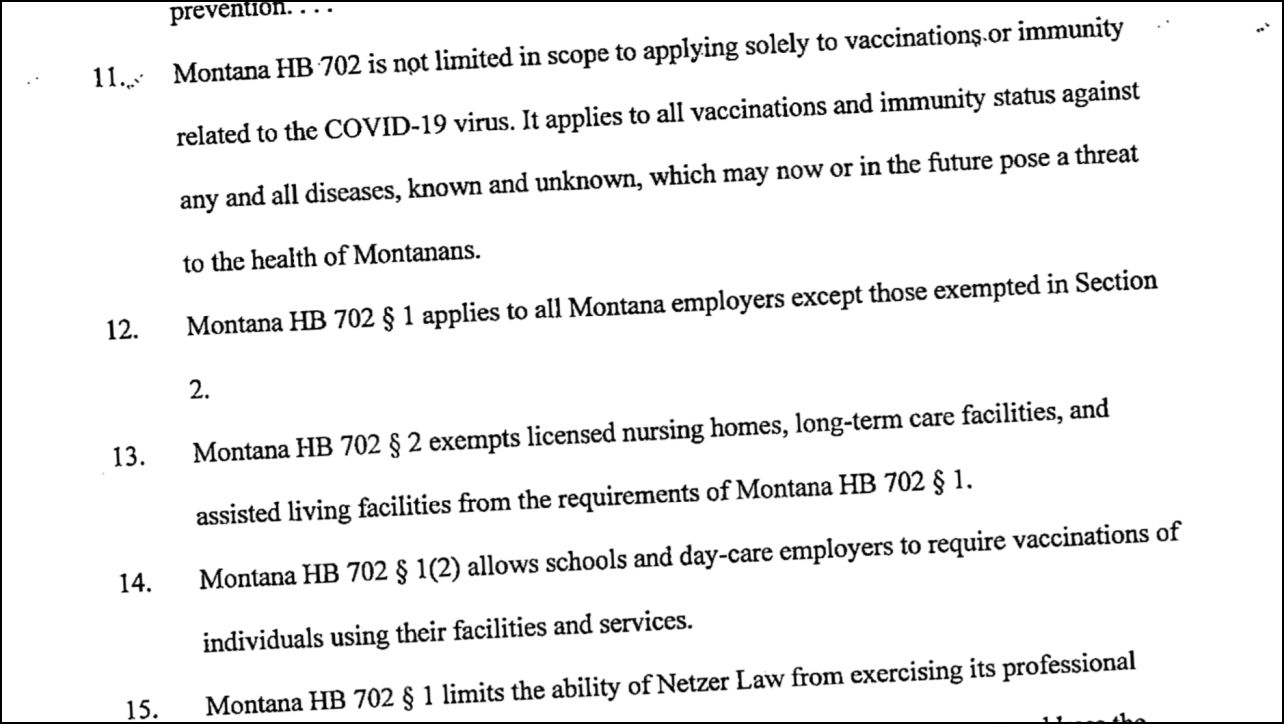 Another lawsuit filed to invalidate Montana's ban on requiring vaccinated employees