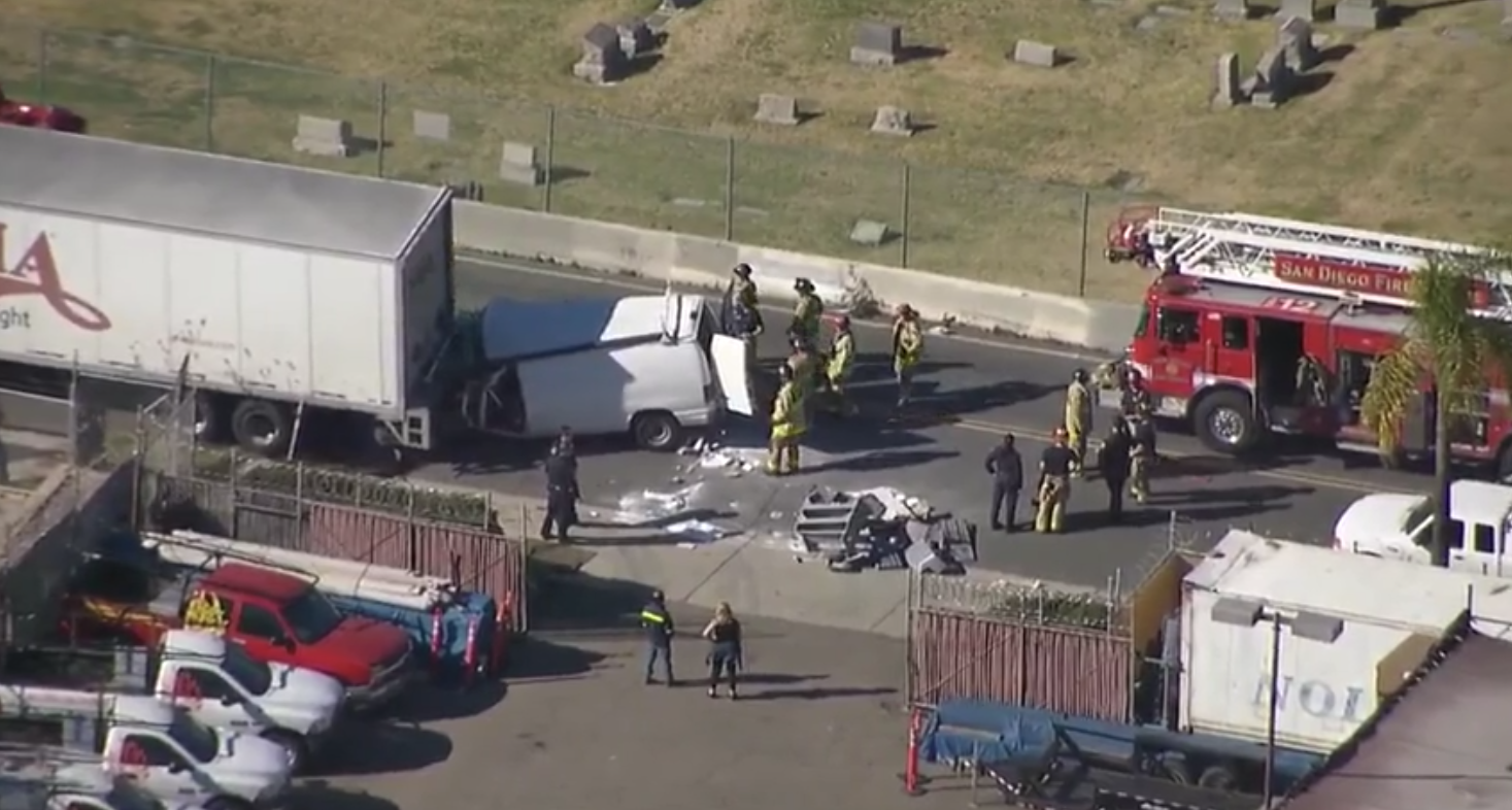Van driver gravely injured after crashing into semi-truck in Mountain View
