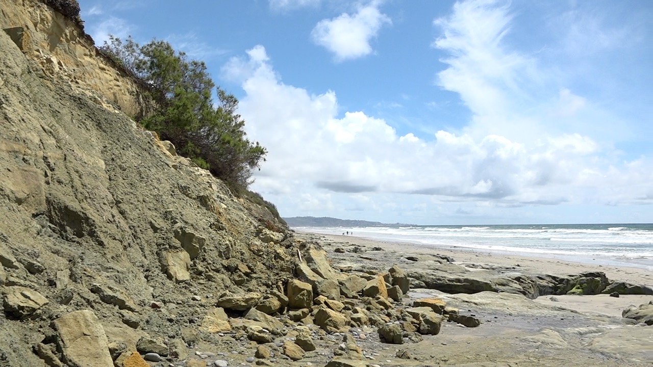 Several small bluff collapses off of Del Mar beaches