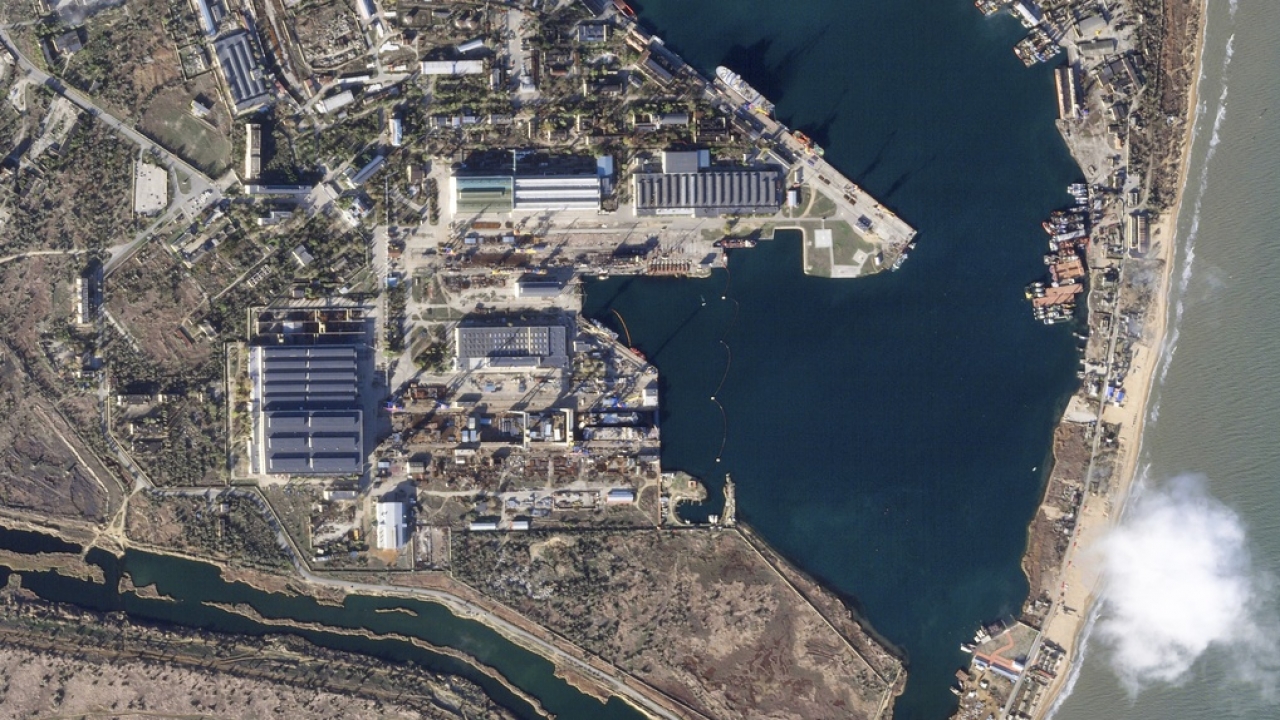Satellite image of a Ukrainian shipyard  in the Moscow-held Crimean Peninsula.
