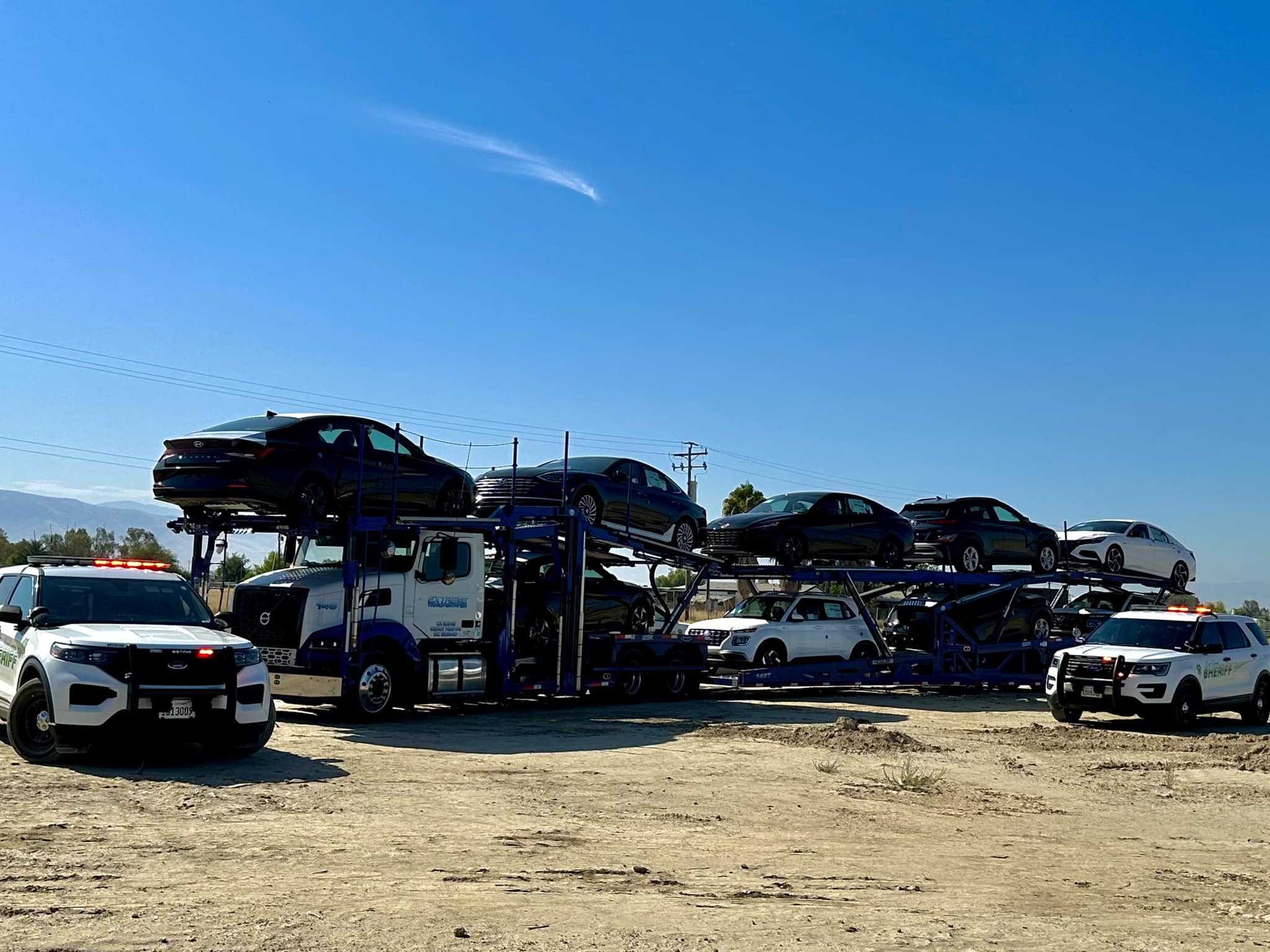 Stolen semi-truck with nine 2023 model Hyundai cars