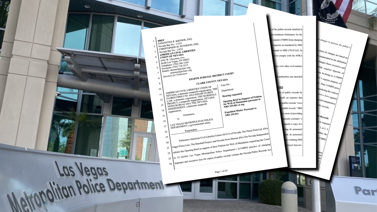 ACLU of Nevada files lawsuit against LVMPD over public records fines, policies