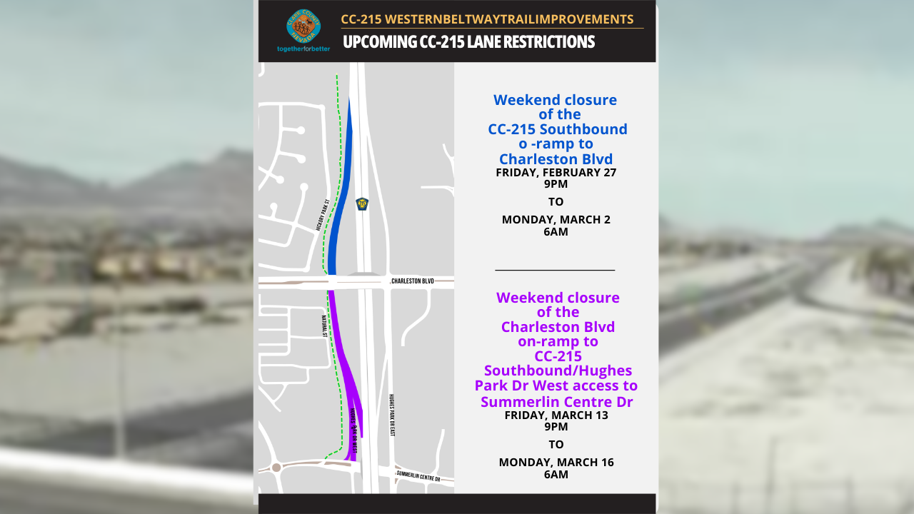 Upcoming 215 lane restrictions, ramp closures