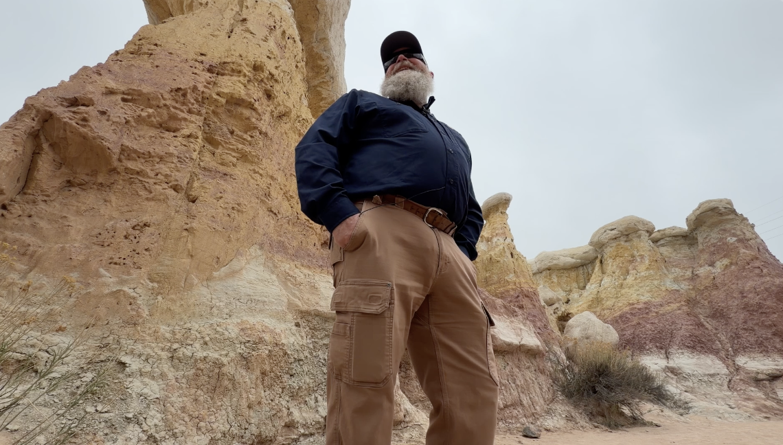 Ross Williams stands in front of his favorite HooDoo rock formation