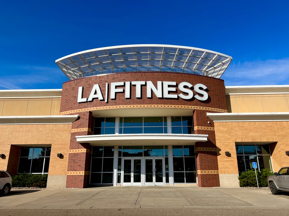 The exterior of an LA Fitness location in Minneapolis.