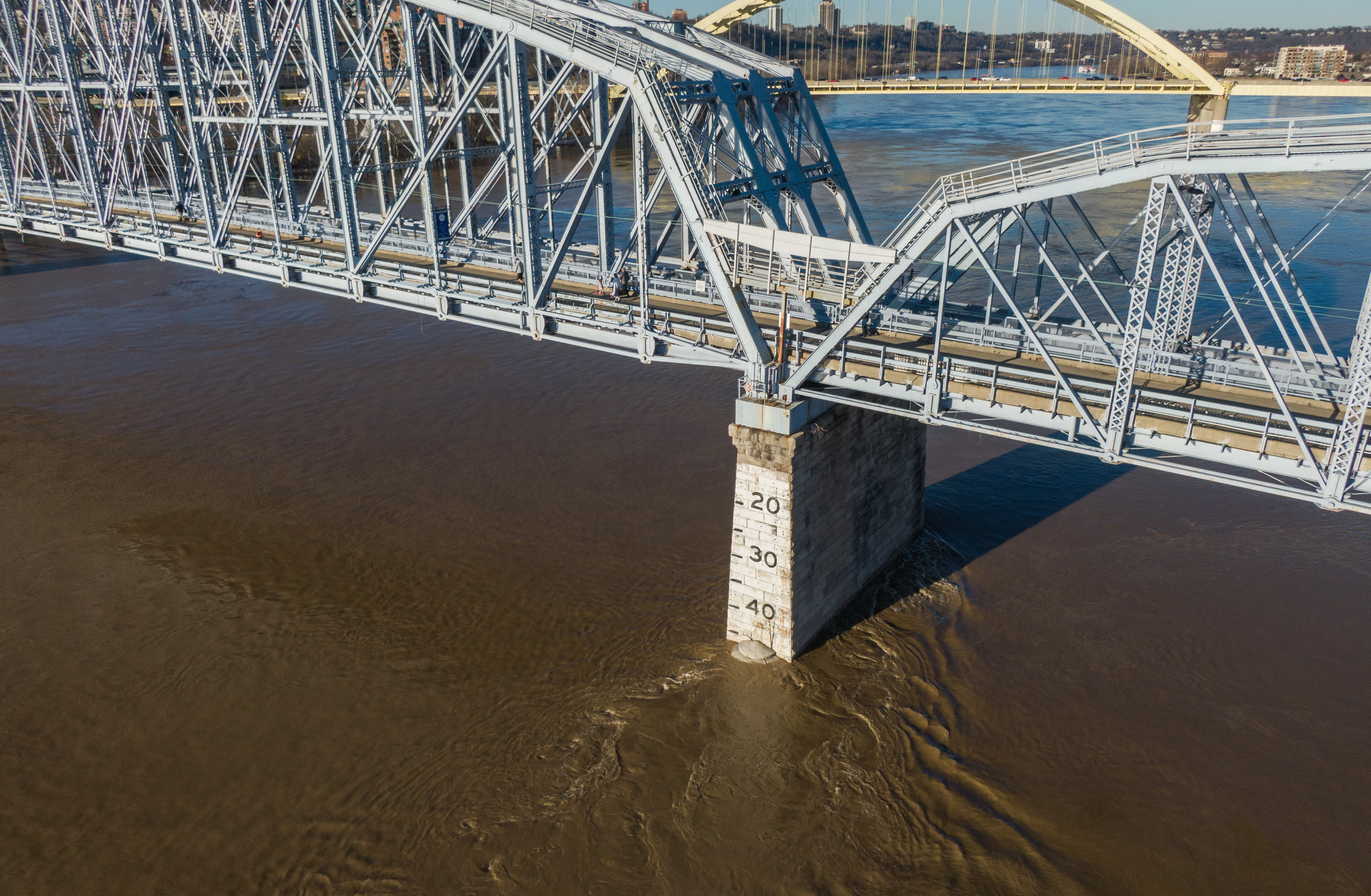 Ohio River above flood stage from Sky 9