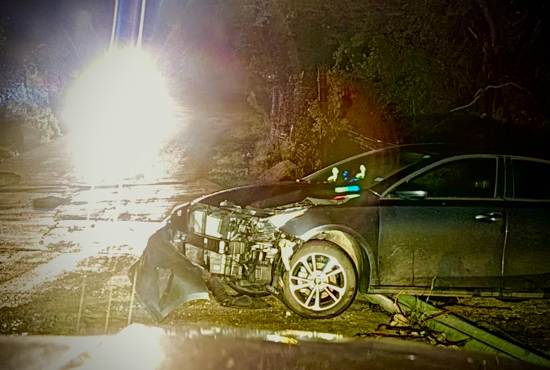 A vehicle in Williamson County left damaged and abondanded following high floodwaters.  
