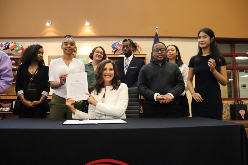 Governor Whitmer Signing a new K-12 funding Bill