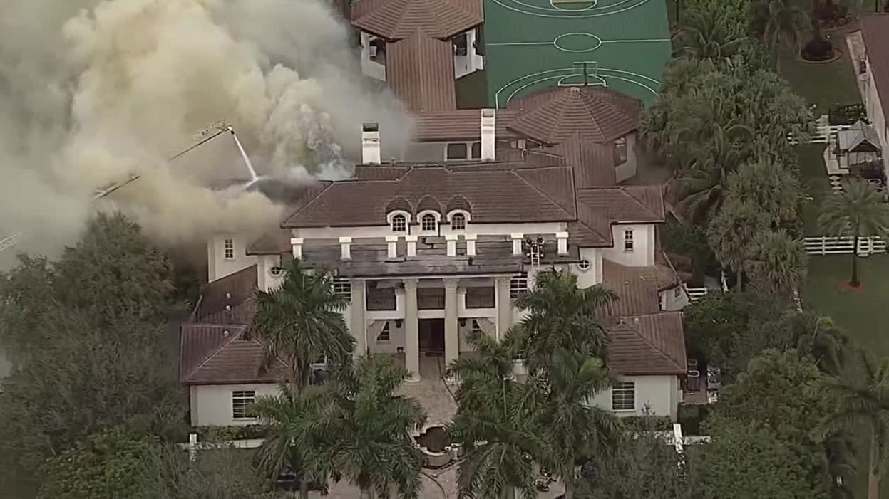 Crews responded to a house fire at the home of Miami Dolphins wide receiver Tyreek Hill in Southwest Ranches, Florida, on Jan. 3, 2024. 