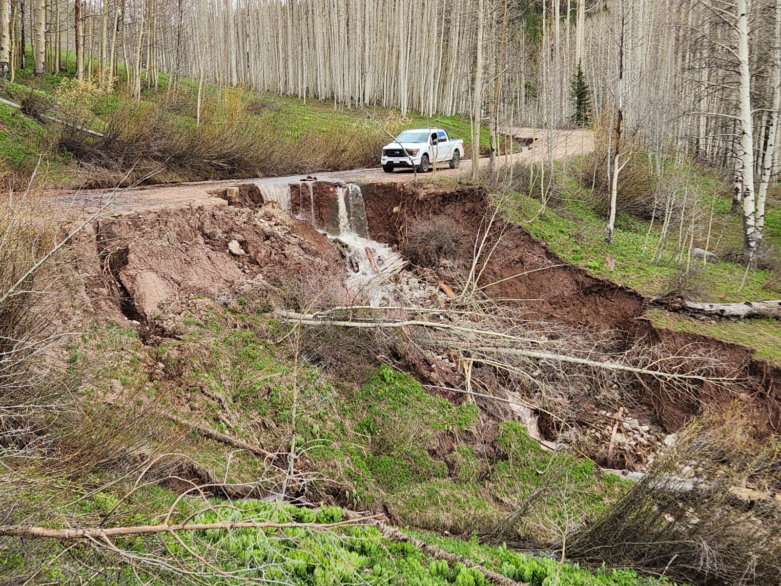 Kebler Pass runoff damage to road_Gunnison County
