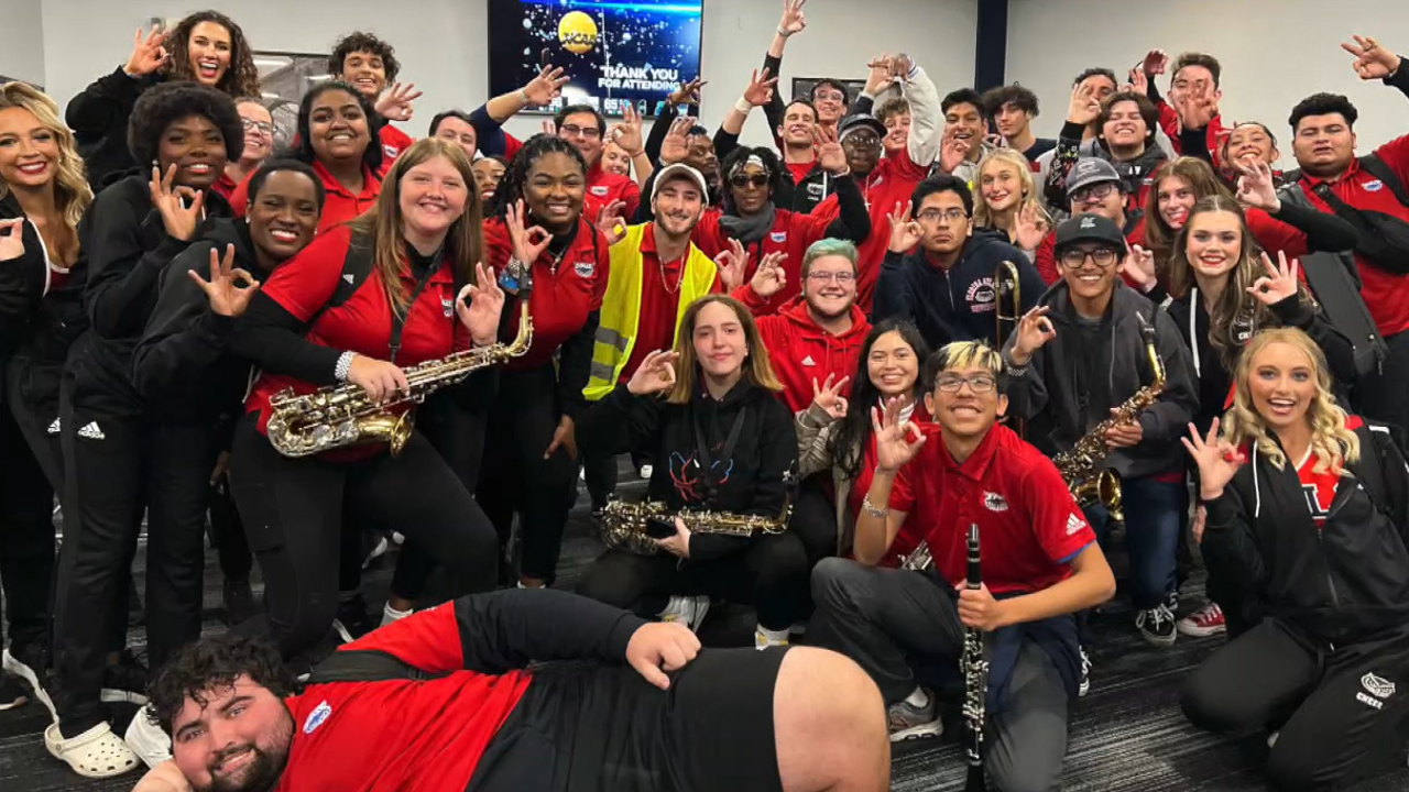 The Florida Atlantic University pep band during the 2023 NCAA March Madness basketball tournament.jpg