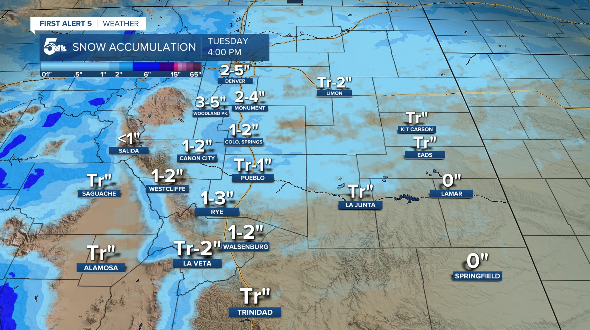 Snow Totals in Southern Colorado