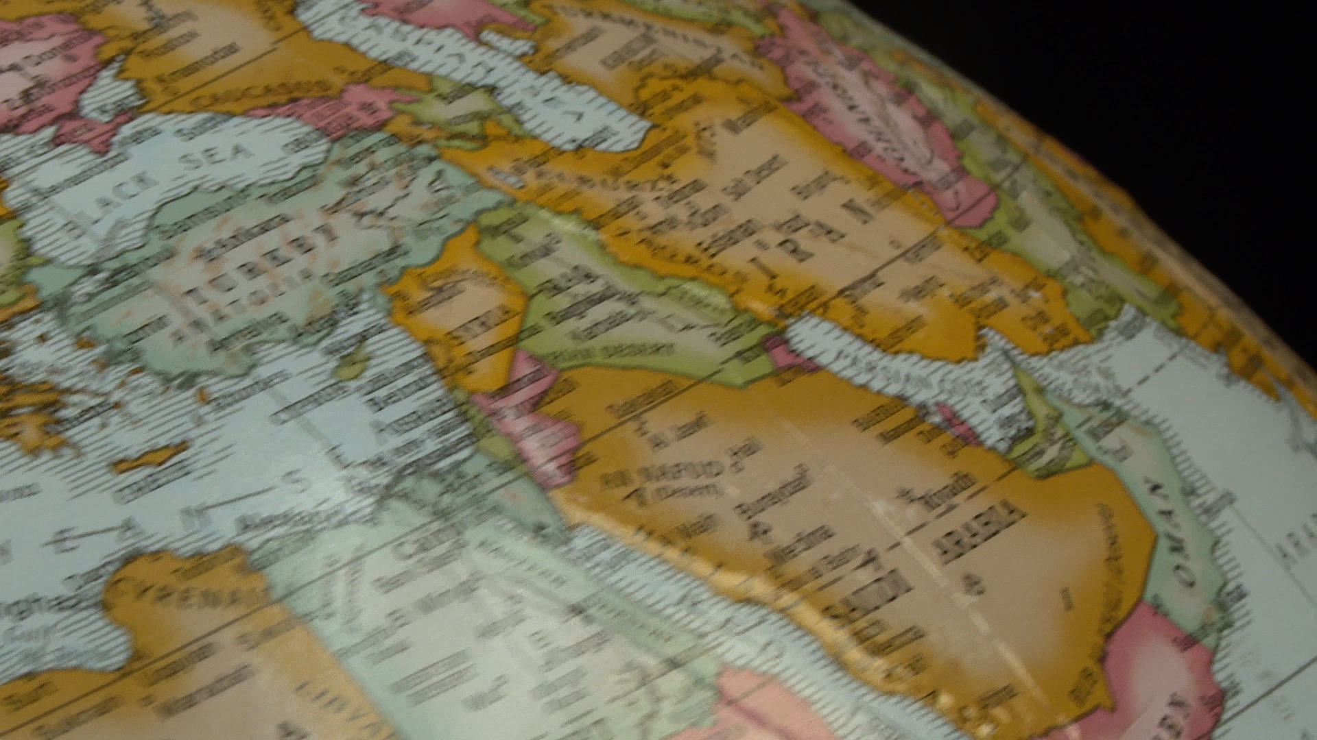 Globe showing Middle East
