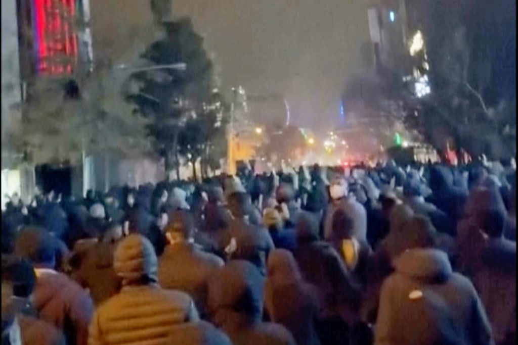 In this frame grab from footage circulating on social media from Iran showed protesters once again taking to the streets of Tehran despite an intensifying crackdown as the Islamic Republic remains cut off from the rest of the world in Tehran, Iran, Saturday Jan. 10, 2026.