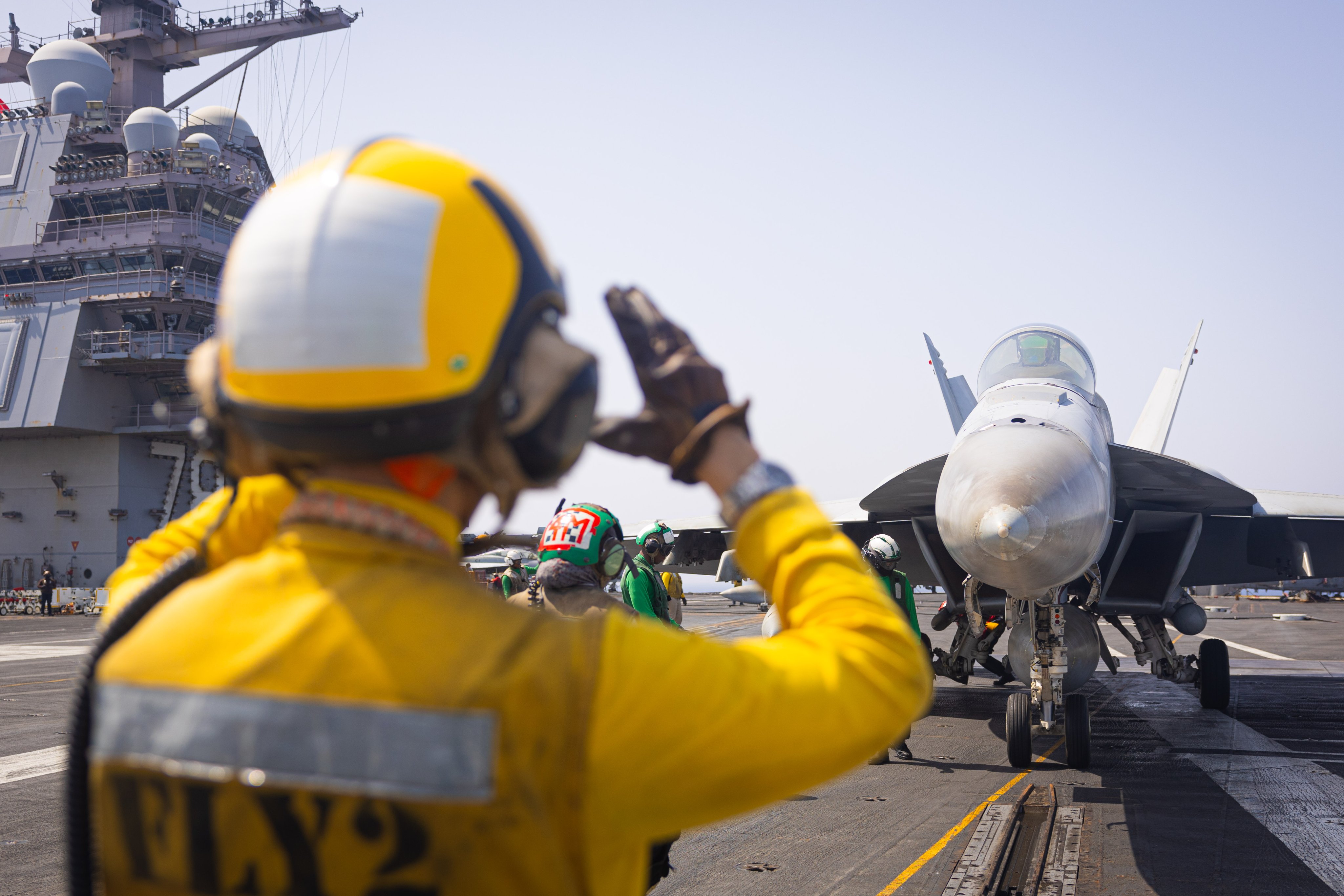 Flight operations aboard USS Gerald R. Ford in the Red Sea