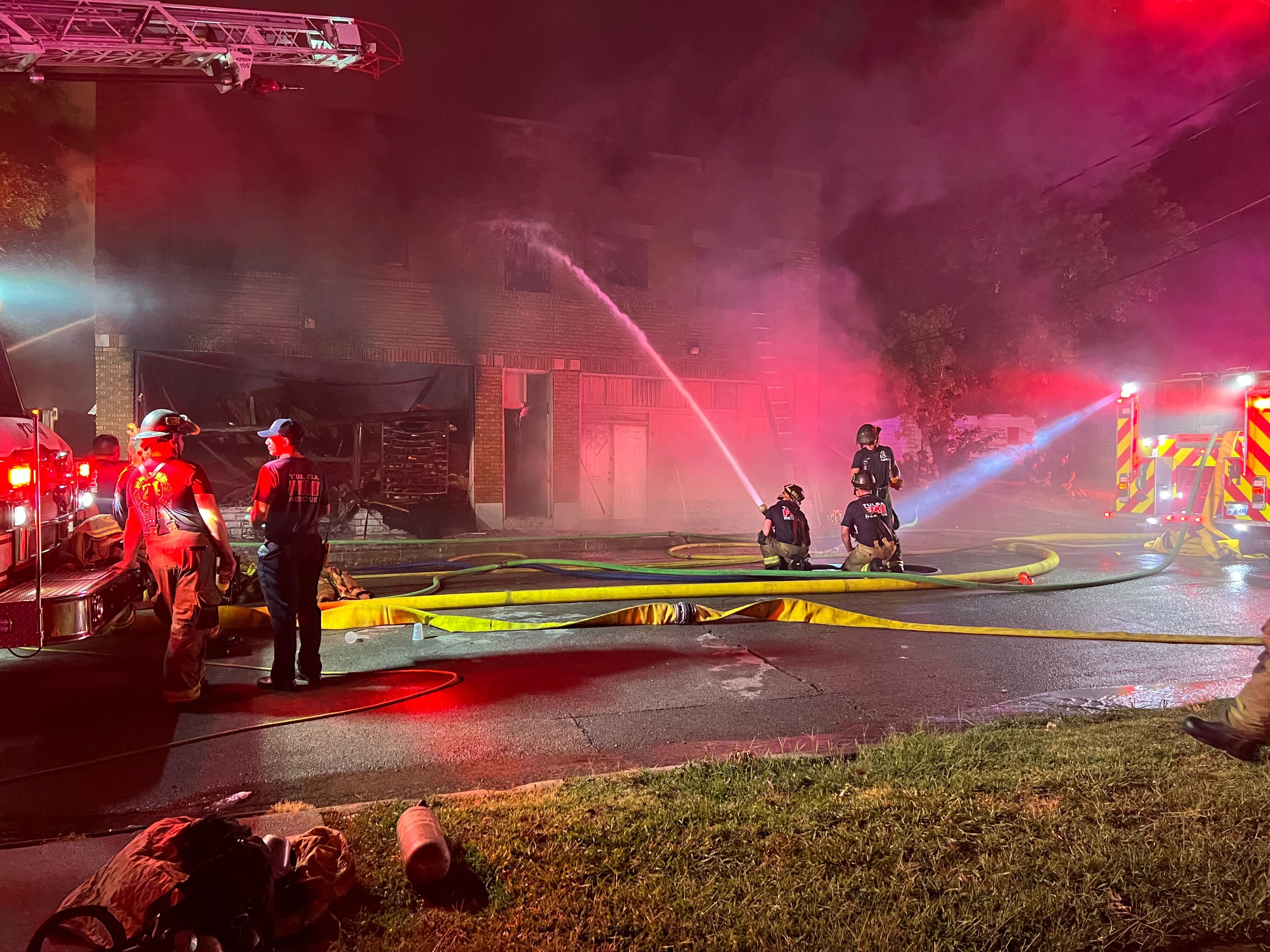 Crews battling fire in downtown Tulsa